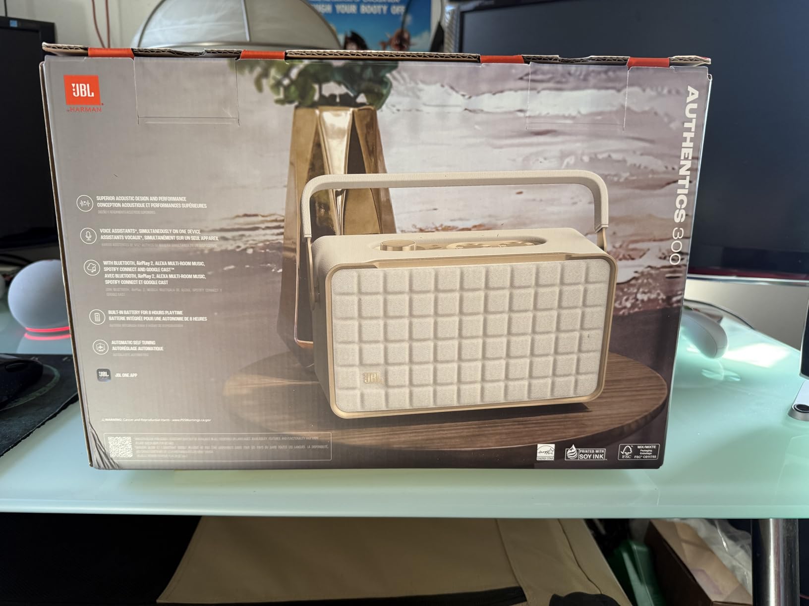 JBL Authentics 200 - Retro Style Smart Home Speaker with Built in Wi-Fi, Bluetooth and Voice Assistants, Alexa and Google Assistant, Multi-Room Playback, Automatic self tuning (Black/Gold) - Customer Photo 2