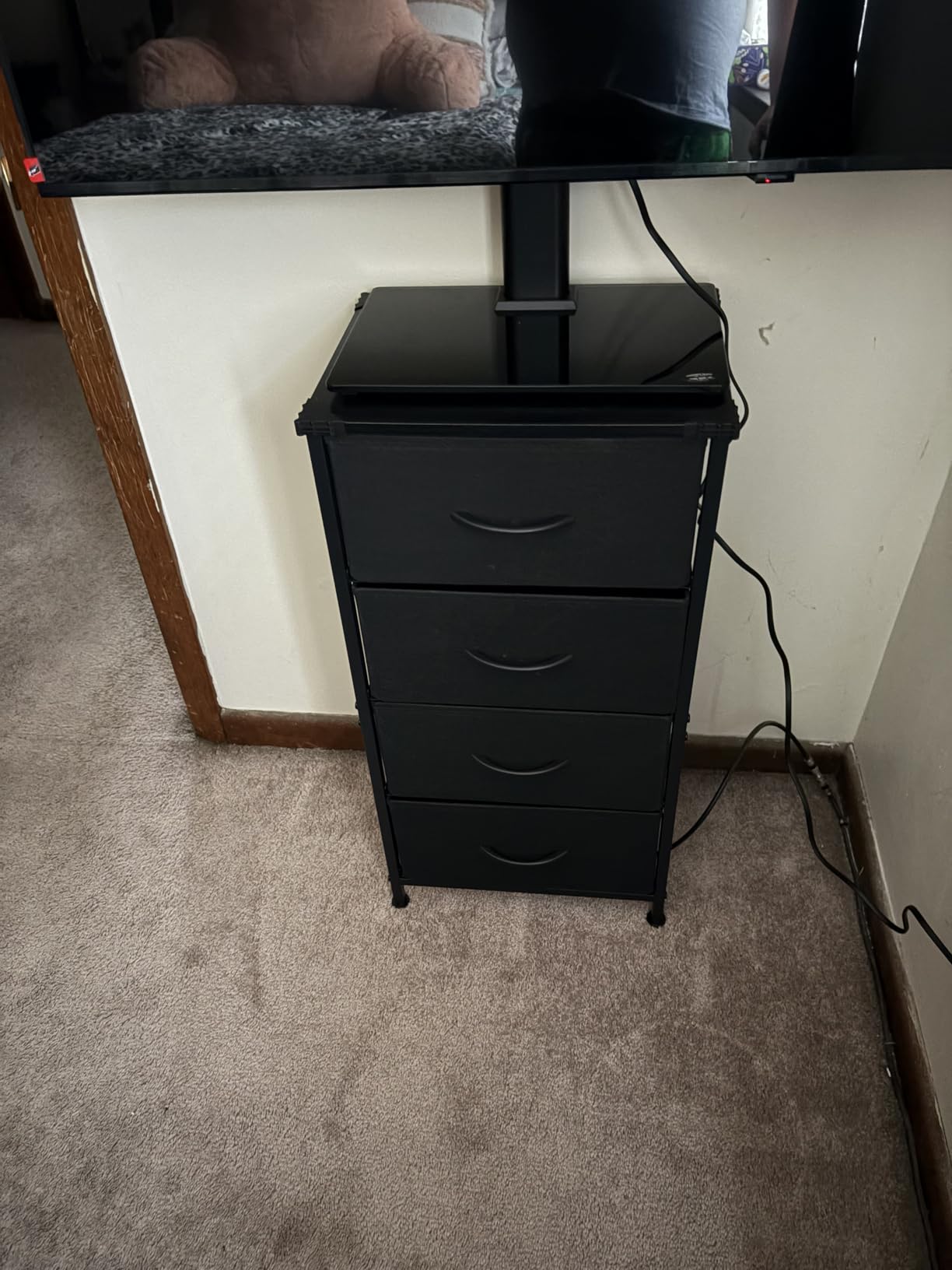 AODK Dresser for Bedroom with 4 Storage Drawers, Small Dressers Chest of Drawers Fabric Dresser with Sturdy Steel Frame, Black - Customer Photo 1