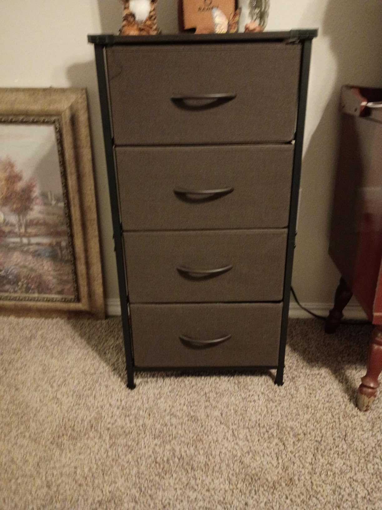 AODK Dresser for Bedroom with 4 Storage Drawers, Small Dressers Chest of Drawers Fabric Dresser with Sturdy Steel Frame, Black - Customer Photo 2