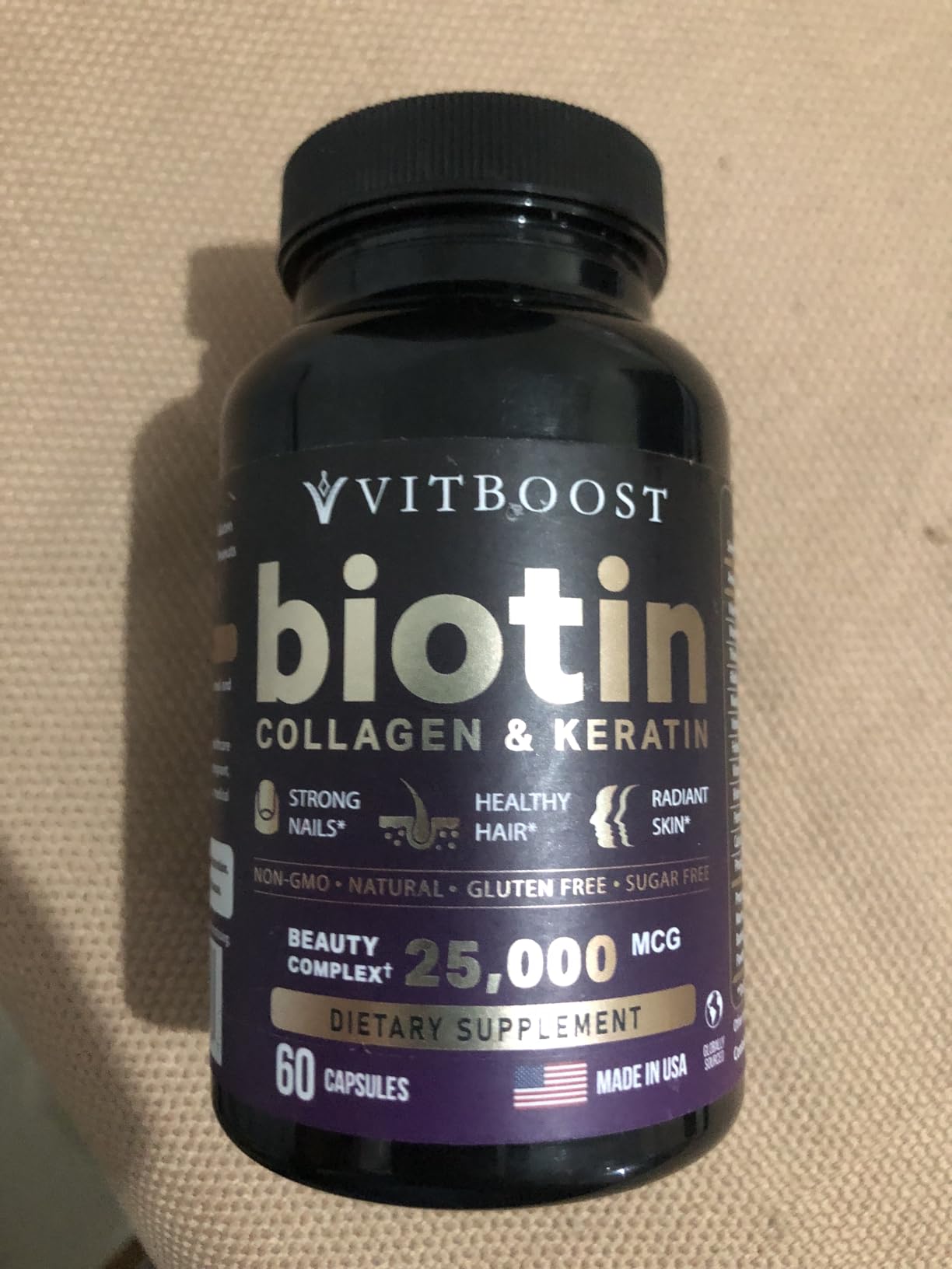 VITBOOST Biotin with Hyaluronic Acid, Collagen and Keratin – 25000 mcg Hair Growth Vitamins for Men and Women - Customer Photo 1
