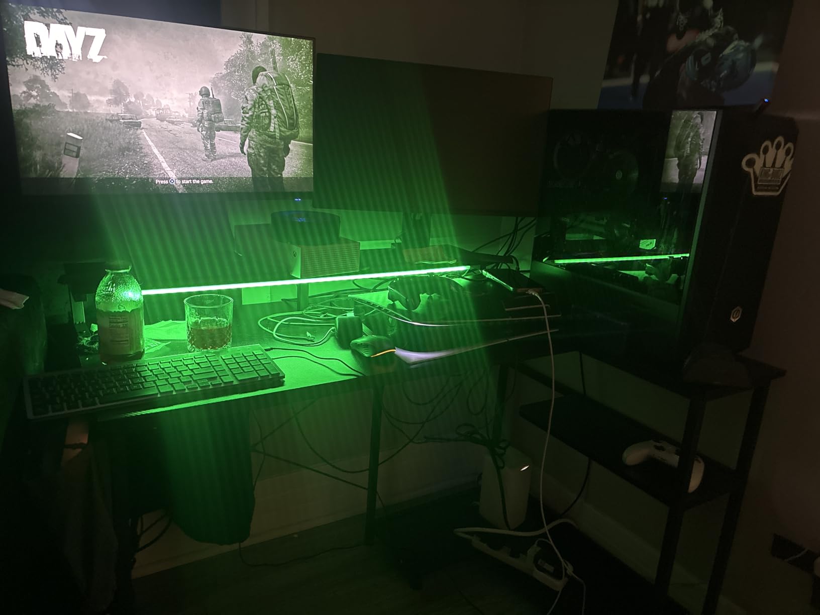 ODK 48 Inch Gaming Desk with USB Charging Ports and LED Lights, Reversible L Shaped Computer Desk with Storage Shelves & Monitor Stand, Corner Gamer Desk Table with Power Outlets, Black - Customer Photo 1