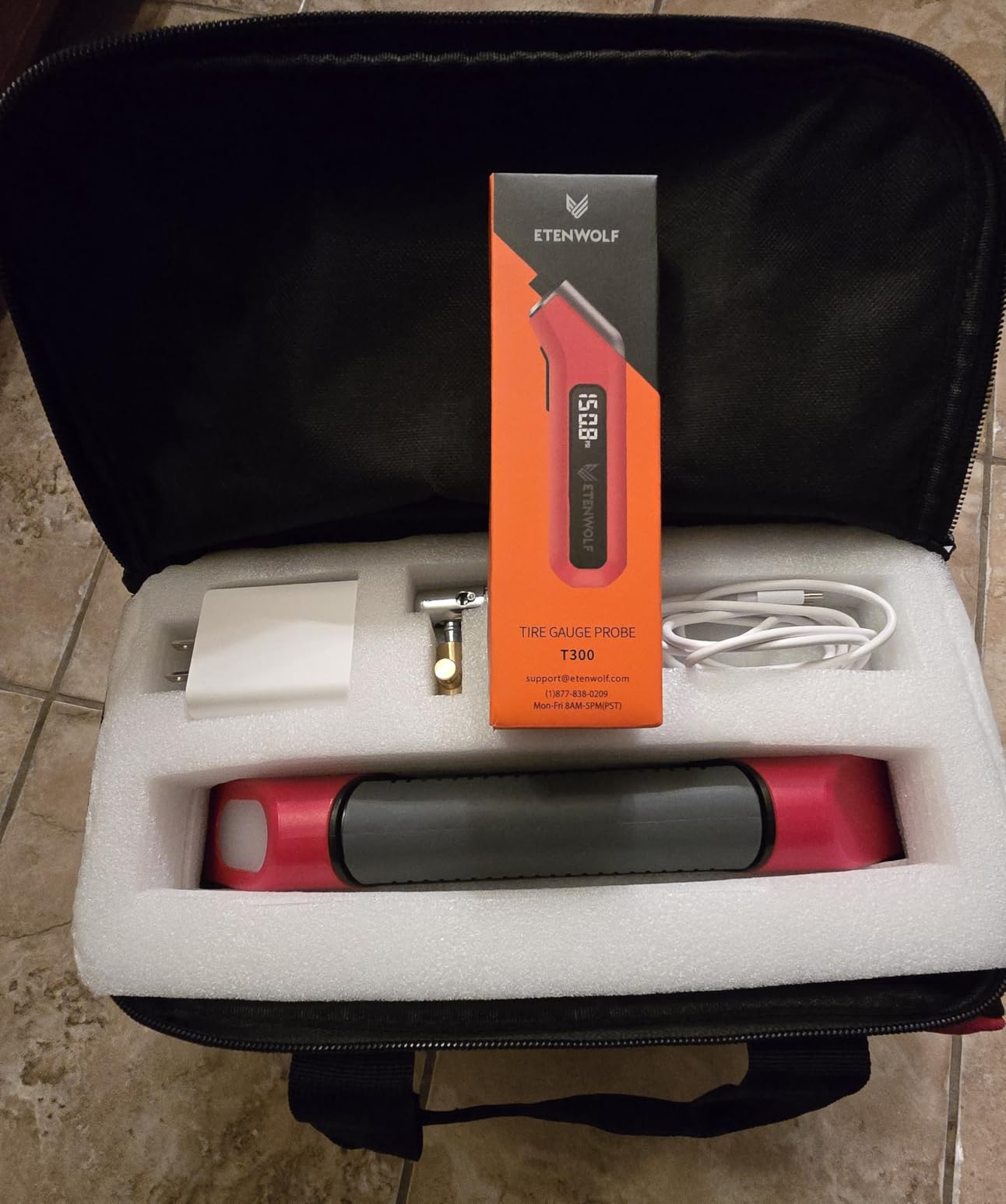 ETENWOLF VORTEX S6 Tire Inflator Portable Air Compressor for Heavy-duty Vehicle, Cordless Air Pump for Car & Inflatables with 19200 mAh Battery, 100% Duty Cycle & Dual Cylinder Bike Pump, Vivid Orange customer photo 2