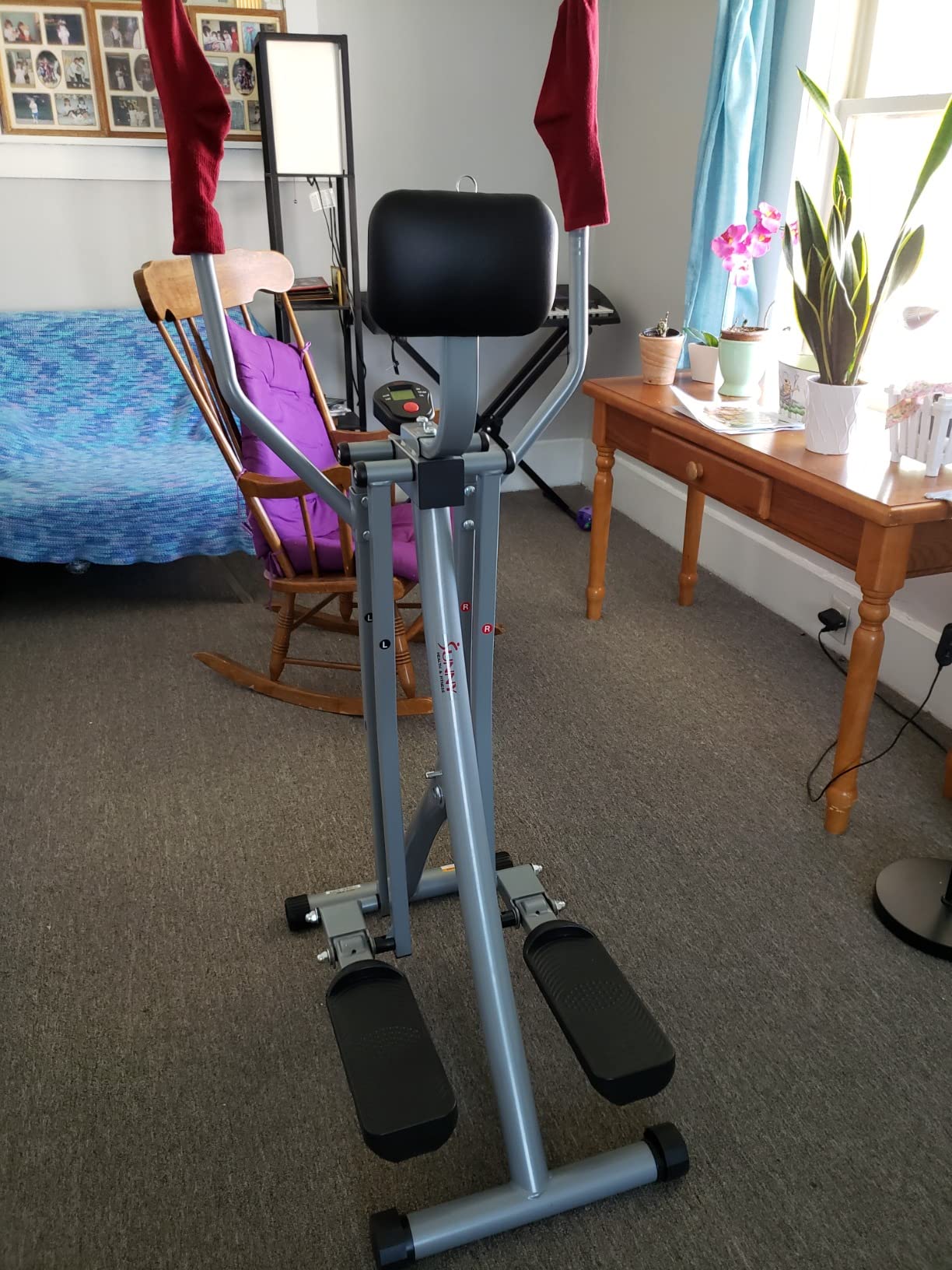 Sunny Health & Fitness Smart Air Walk Elliptical, Foldable Machine w/ 30-INCH Stride, Cardio Cross Trainer Glider for Home Exercise, Free SunnyFit App Bluetooth Link, Optional Adjustable Resistance - Customer Photo 3