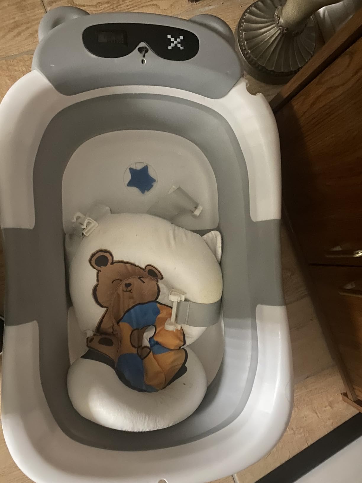 AVIDOR Baby Bathtub, Collapsible Bathtub for Newborn to Toddler, Durable Essential Infant Bath Tub, Portable Travel Baby Tub with Soft Cushion, No-Slip Hanging and Detachable(Grey) - Customer Photo 2