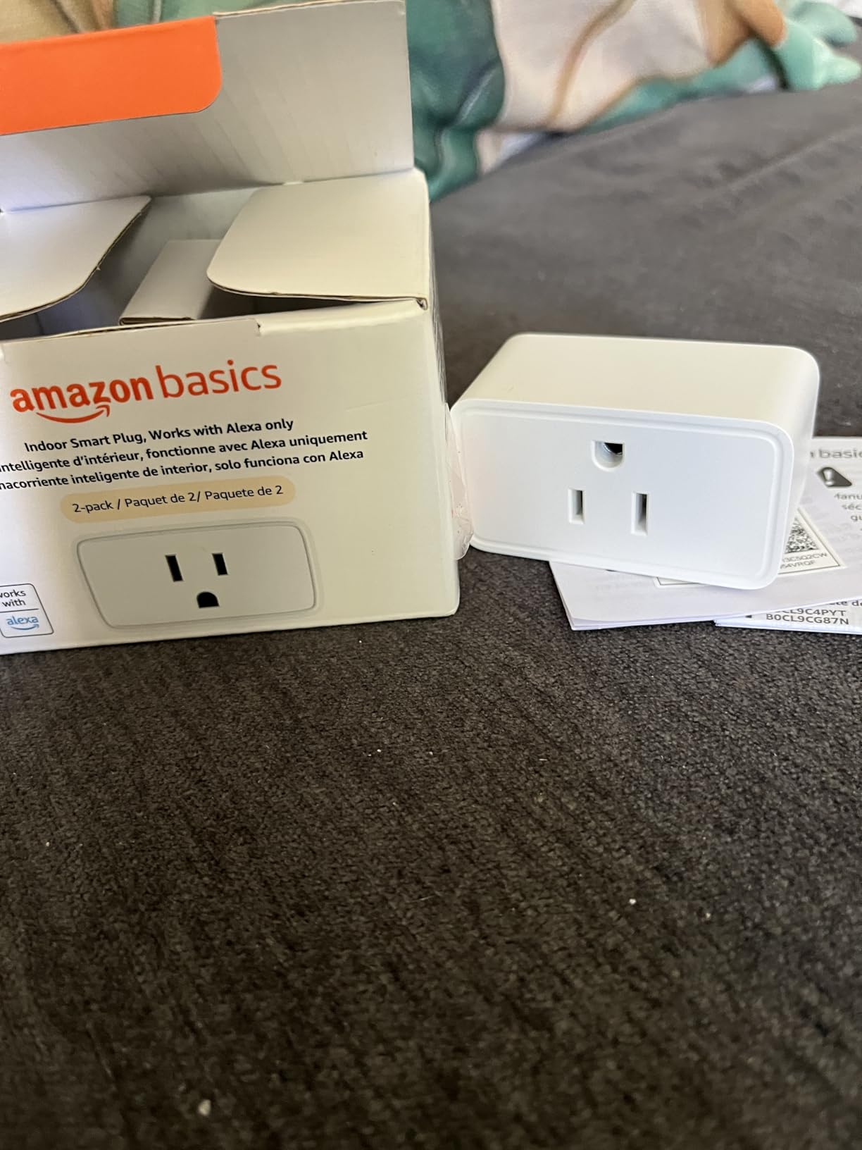 Amazon Basics Smart Plug, Works with Alexa Only, 2.4 GHz Wi-Fi, No Hub Required, 2 Pack, White - Customer Photo 2