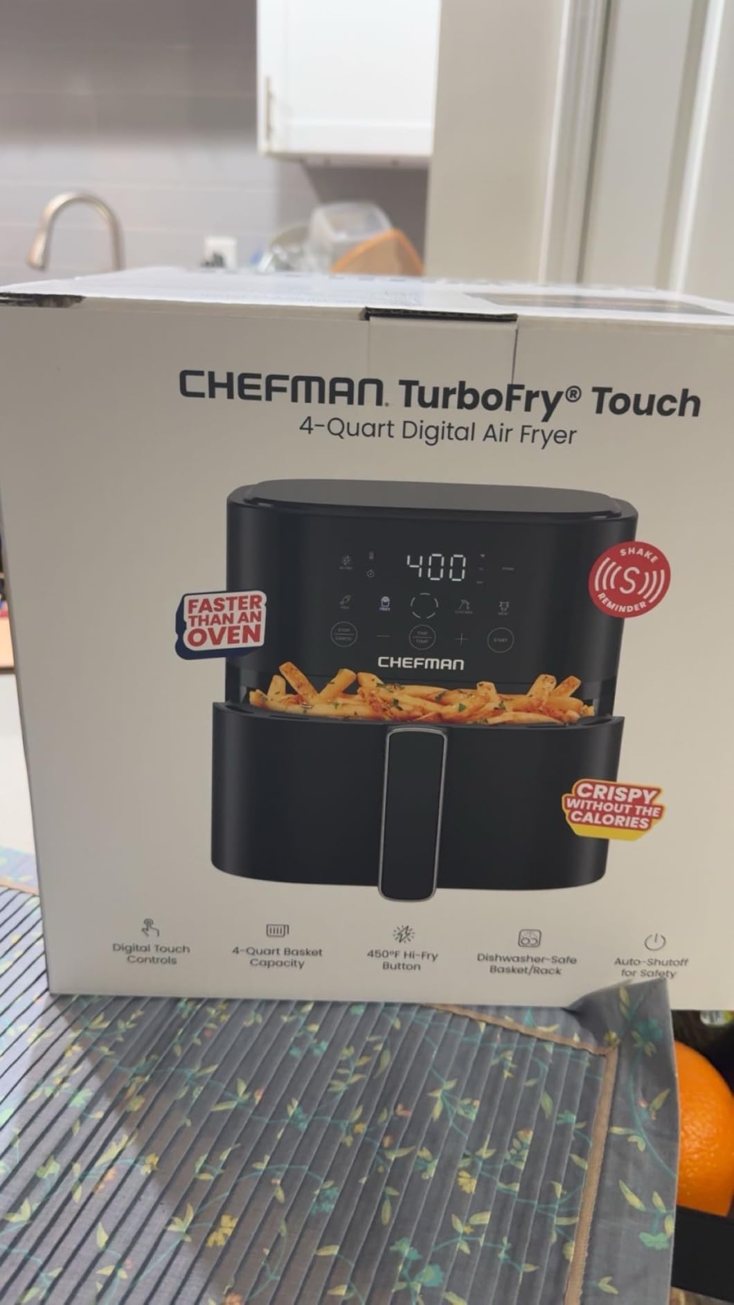 Chefman Air Fryer – 4 QT Compact Airfryer for Quick & Easy Meals in Minutes, Features Hi-Fry Technology for Extra Crisp, Touchscreen Controls with 4 Presets, Nonstick & Dishwasher Safe Basket - Black - Customer Photo 1