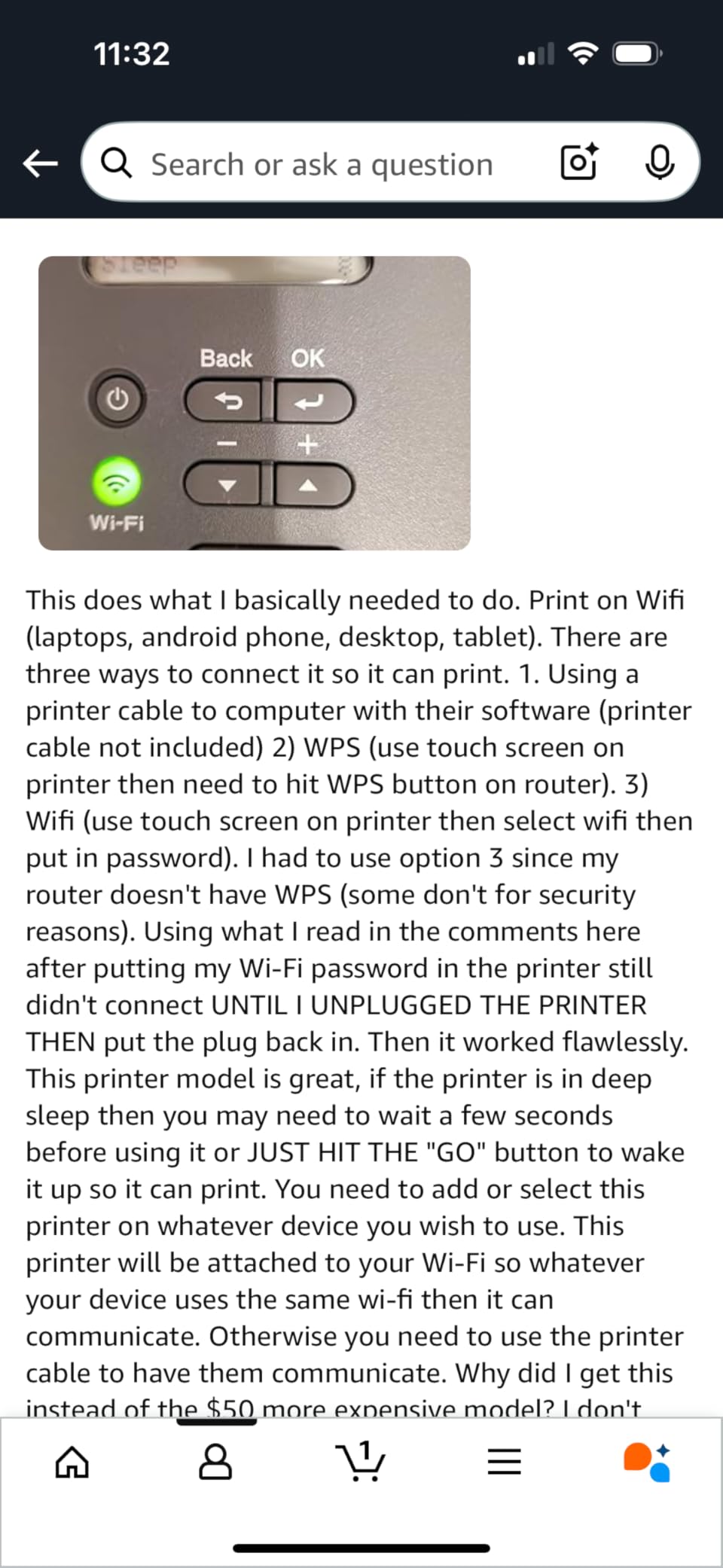 Brother HL-L2405W Wireless Compact Monochrome Laser Printer with Mobile Printing, Black & White Output | Includes Refresh Subscription Trial(1), Works with Alexa - Customer Photo 3