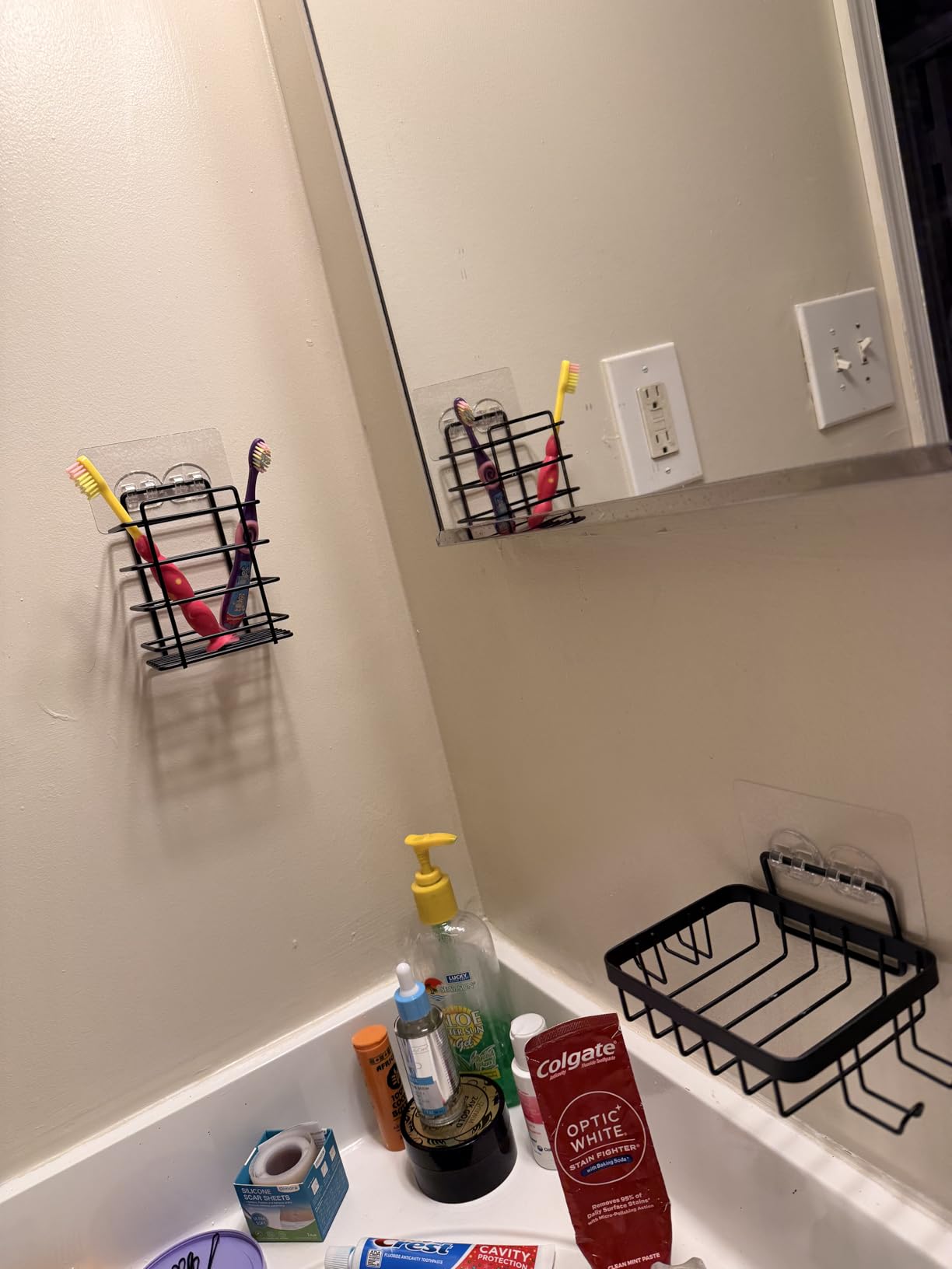 Shower Caddy Adhesive Shower Organizer 7-Pack, Rustproof Stainless Steel Bathroom Shelves, Large Capacity No-Drill Rack Storage Accessories with Soap Dish Toothbrush Holder &24 Hooks Home Decor - Customer Photo 3