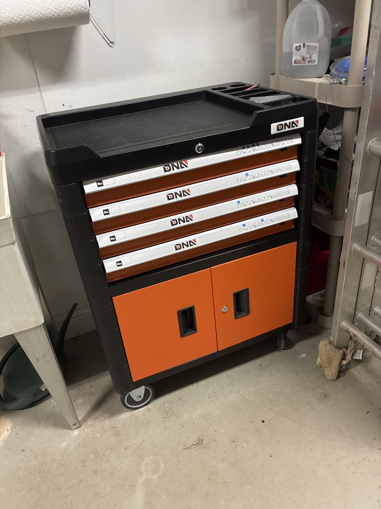 DNA MOTORING 5-Drawer Rolling Tools Chest, Rolling Tool Storage Cabinet, Heavy Duty Mechanic Tool Cart, Trolley Organizer for Garage, Warehouse, Workshop, Red, TOOLS-00398 - Customer Photo 1