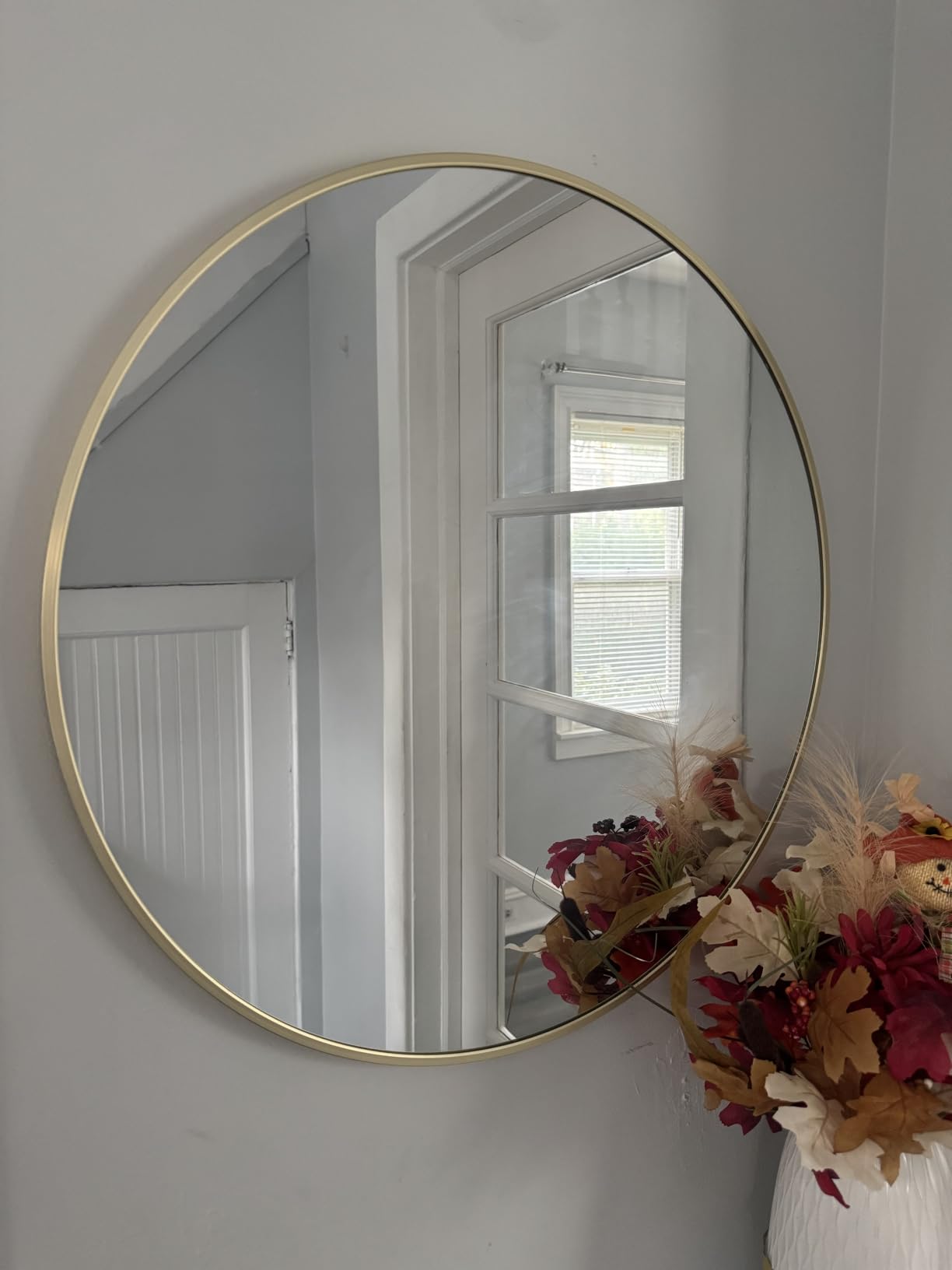 DUMOS Black Metal Framed Vanity Rounded Rectangle Bathroom Mirrors for Over Sink Wall, 36x24 Inch Large Matte Mirror, Modern Decorative for Restroom, Farmhouse, Horizontally or Vertically Hanging - Customer Photo 1