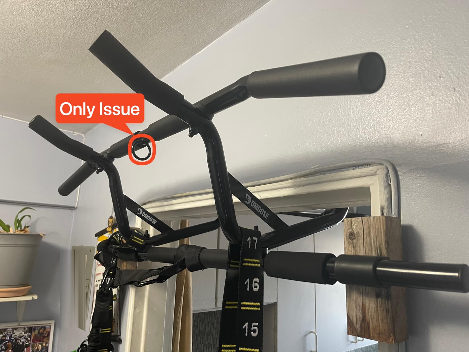 DMoose Fitness Pull Up Bar for Doorway - Upto 250 Lbs Capacity, No Screwing or Slipping, Hanging Pullup & Chin Up Bar for Door Frame - Multi Padded Grips for Strength Training with Installation Guide - Customer Photo 2