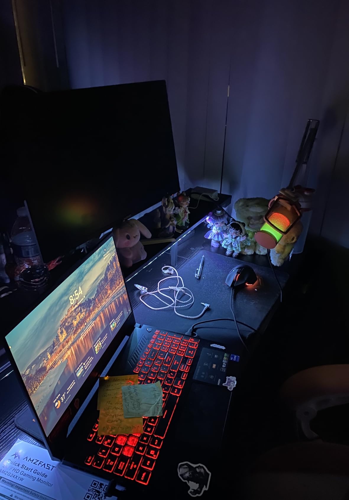 Huuger 47 Inch Computer Desk with Power Outlets and LED Lights, Gaming Desk with 4 Drawers, Office Desk with Monitor Stand, Study Work Home Office, Small Spaces, Black - Customer Photo 1