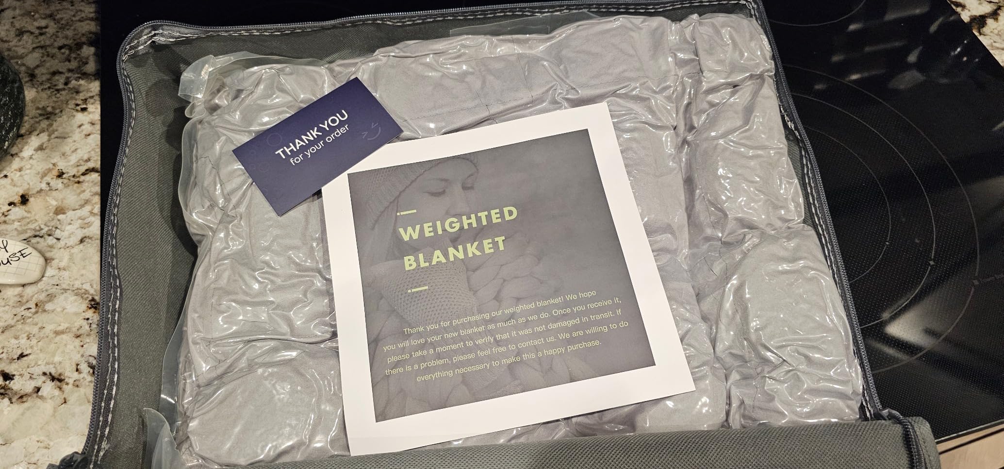 Mr. Sandman Weighted Blanket for Adults Queen Size 15 lbs, Soft Cooling Heavy Minky Blanket for Sleep, Washable Throw Blanket with Glass Beads, 60 x 80 Inches, Grey - Customer Photo 5