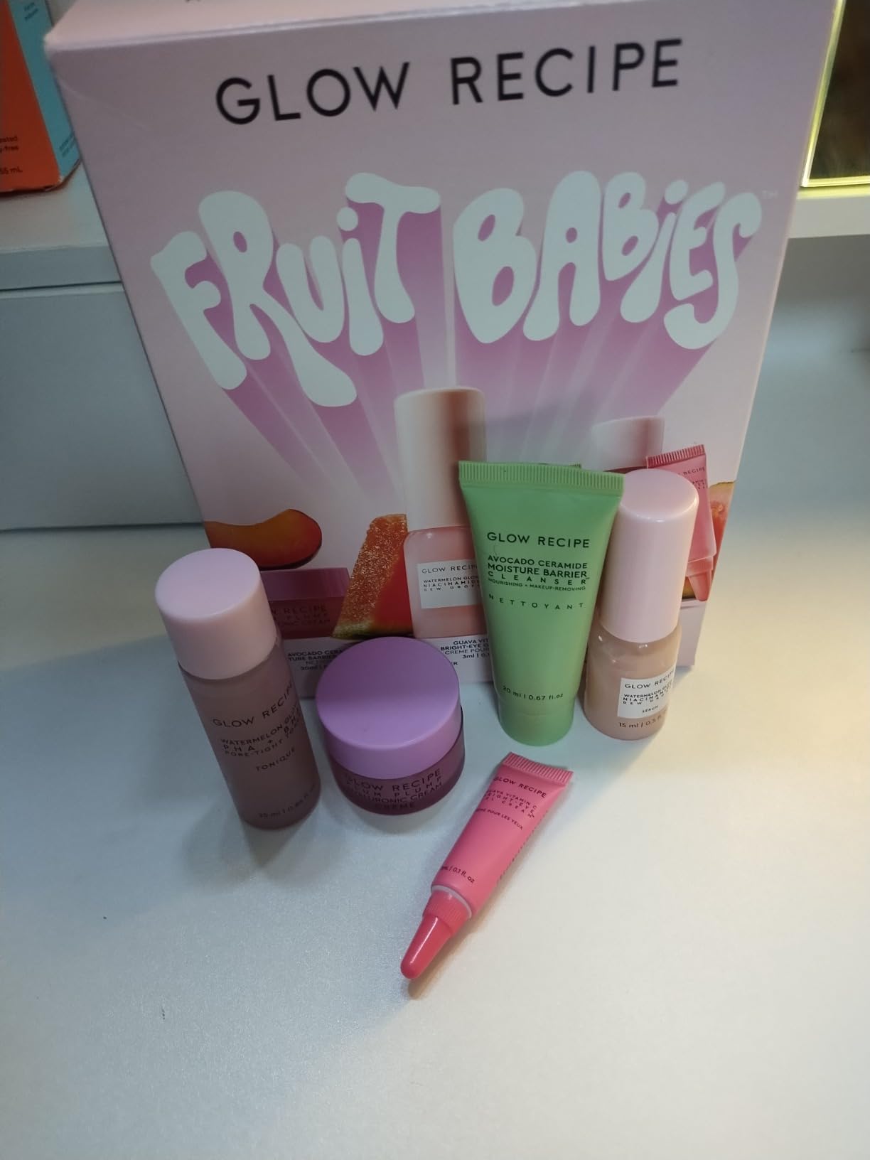 Glow Recipe Fruit Babies Skincare Kit - Gift Set with Ceramide Facial Cleanser + BHA Toner + Vitamin C Eye Cream + Hyaluronic Acid Cream + Niacinamide Dew Drops (5 Count) - Customer Photo 1