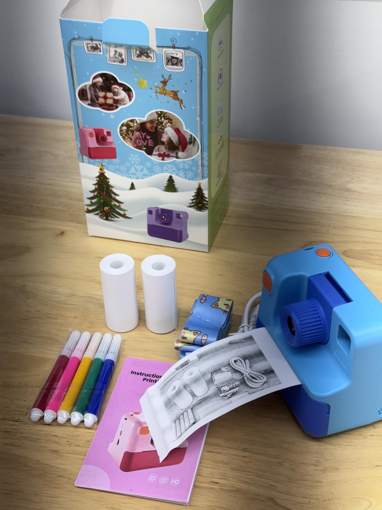 Instant Print Camera for Kids, 1080P Kids Instant Cameras,HD Digital Video Cameras Toddler 3 Print Paper & 32G Card,Christams Birthday Gifts for Girls Boys Age 3-12 (Black) - Customer Photo 2