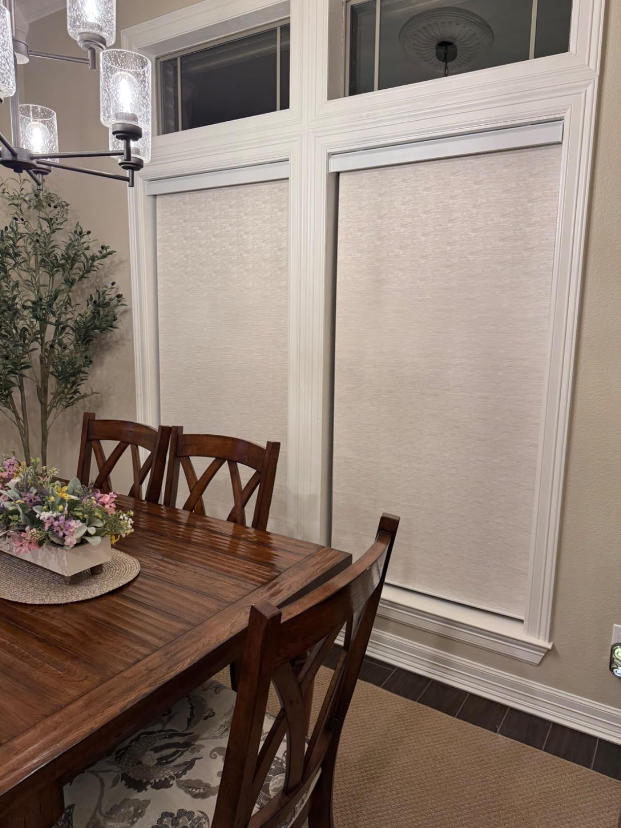 Tokblind Motorized Roller Blinds with Remote Control, Blackout Electric Window Shade Work with Alexa Google via Hub, Rechargeable Smart Blinds for Windows Customized Size (Fabric Brown) - Customer Photo 4