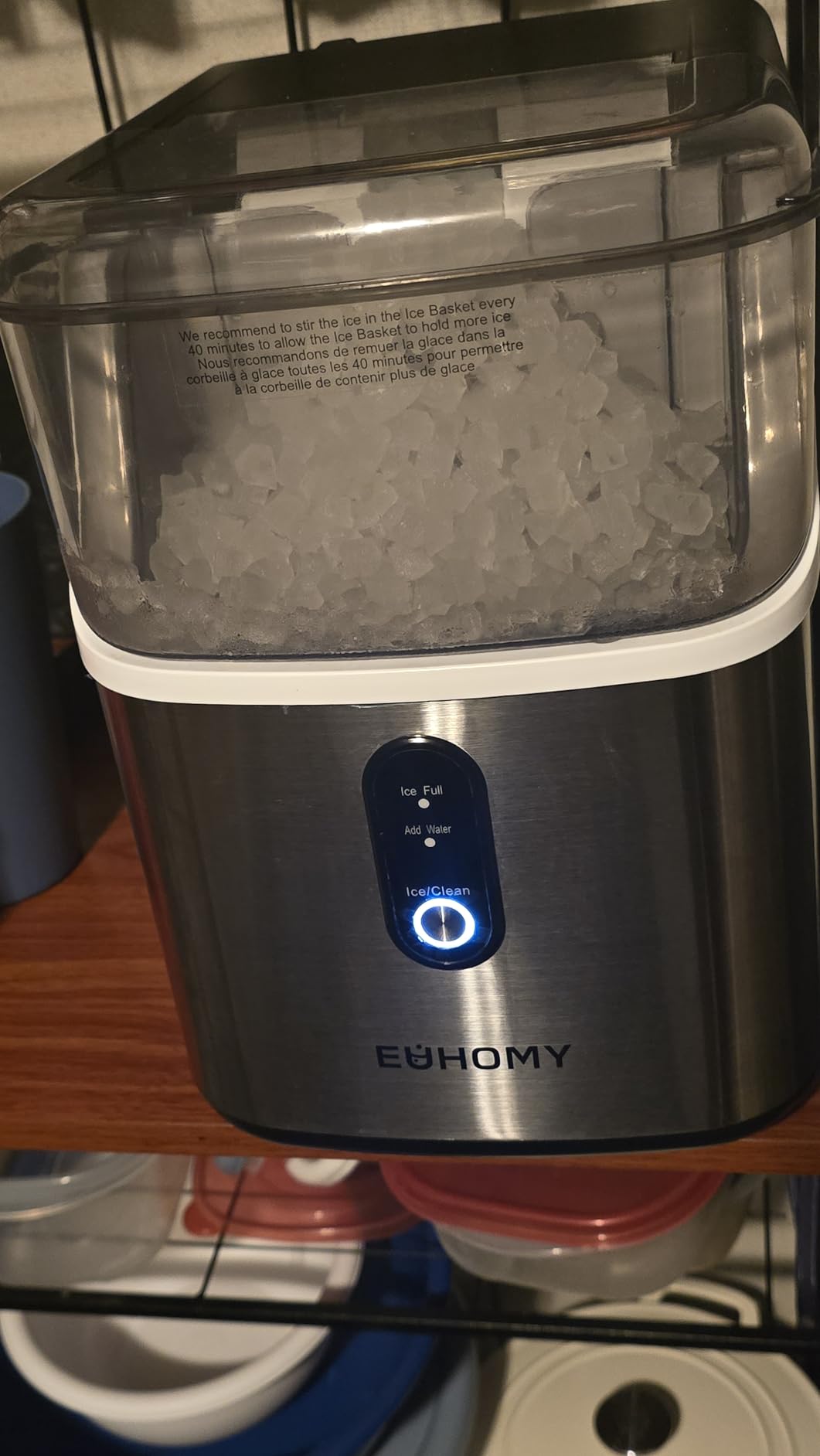 EUHOMY Nugget Ice Makers for Countertop with Ice Scoop & Basket, Self-Cleaning Sonic Pebble/Pellet Ice Maker Machine with 35lbs/24H Soft Ice for Home/Kitchen/Office, Stainless Steel, Silver - Customer Photo 1