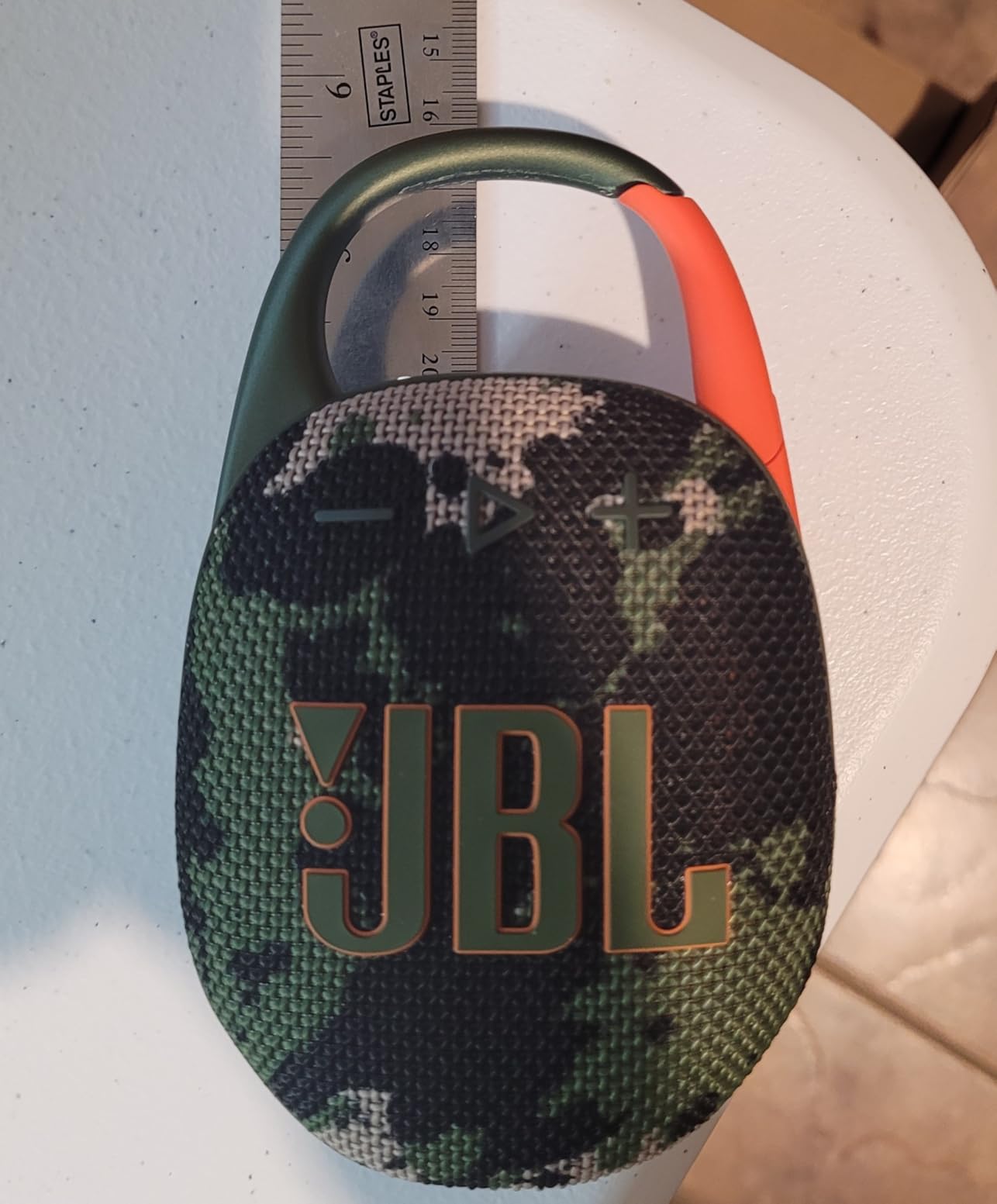 JBL Clip 5 - Ultra-Portable, Waterproof & Dustproof Bluetooth Speaker, Big Pro Sound with Punchy bass, Integrated Carabiner, Up to 12 Hours of Play, Made in Part with Recycled Materials (Blue) - Customer Photo 1