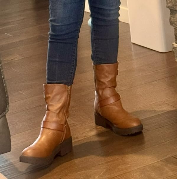 Amazon Essentials Women's Mid Calf Cropped Biker Boot Customer Review Amazon Essentials Women's Mid Calf Cropped Biker Boot - Customer Photo 2