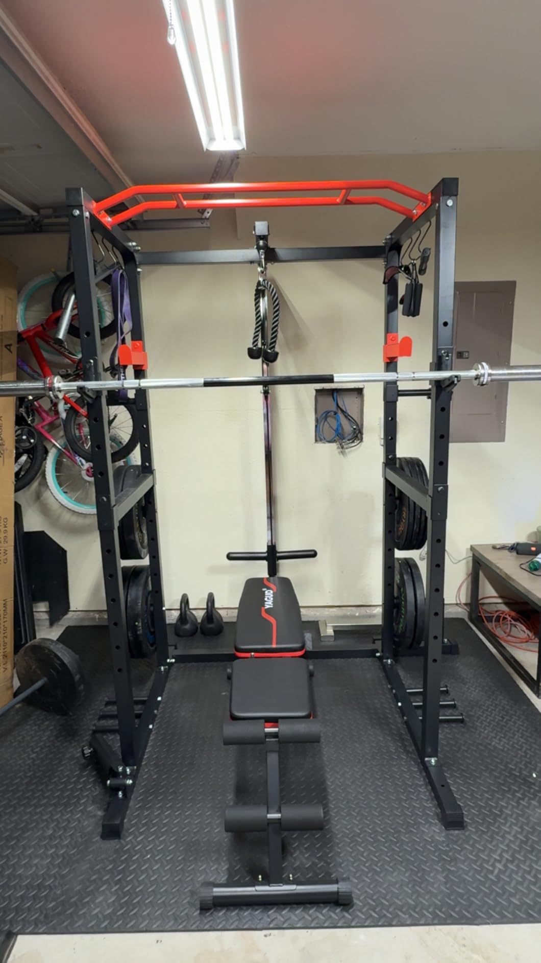 Sportsroyals Power Cage,1600lbs Multi-Function Power Rack with Adjustable Cable Crossover System and More Training Attachment, Weight Cage for Home Gym - Customer Photo 3