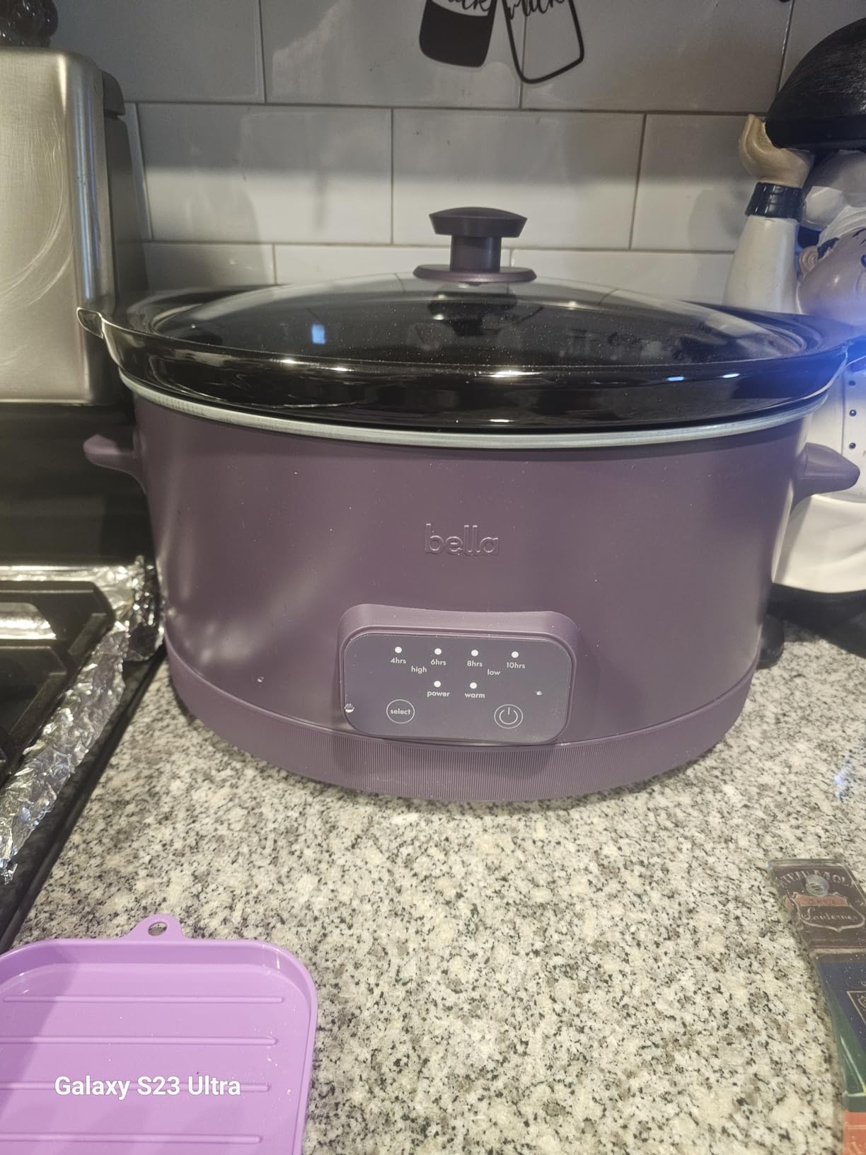 bella 6.0 Qt Programmable Slow Cooker, Ceramic Nonstick Coating, Adjustable Temperature & Cooking Times, Dishwasher Safe Stoneware Pot & Tempered Glass Lid, Tangle Free Cord Wrap, Oatmilk - Customer Photo 2