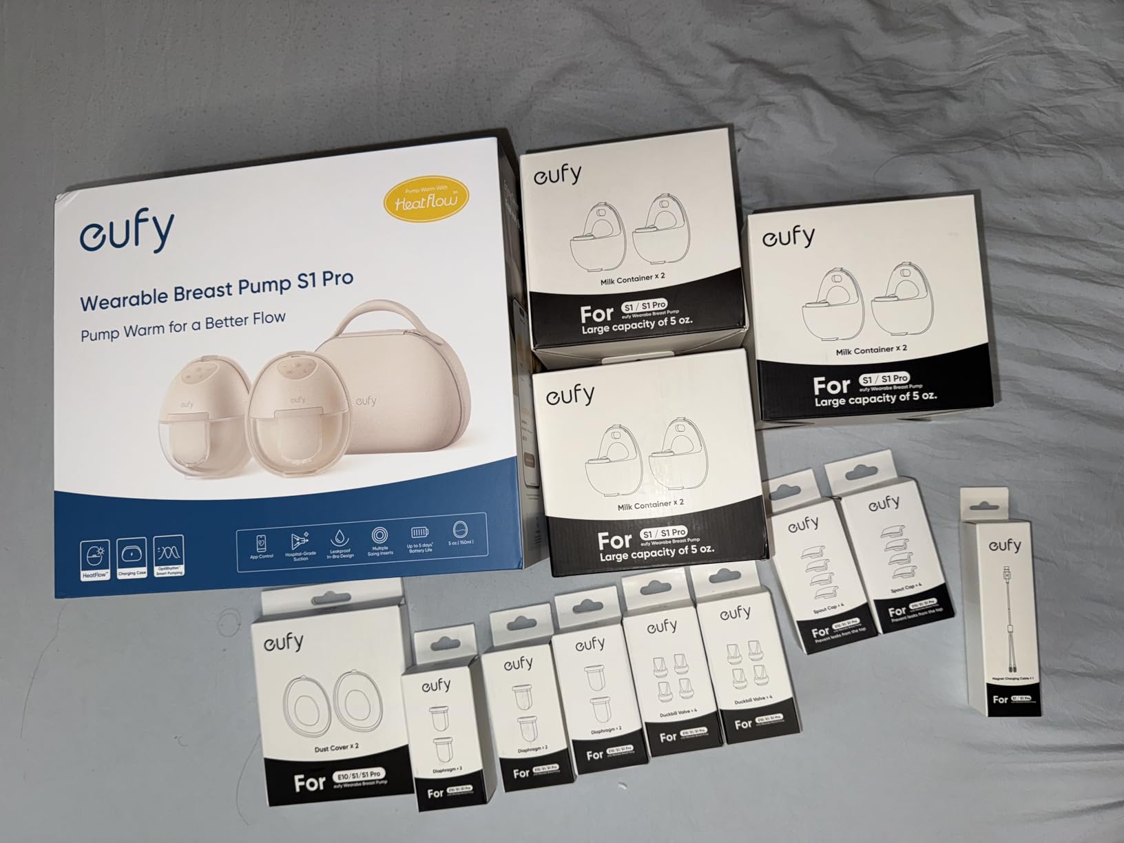 eufy Security Breast Pump S1 Pro, Heated Wearable, Slim Hands-Free with Industry-Leading HeatFlow Tech, Wireless Charging Case, App-Controlled OptiRhythm, Hospital-Grade Suction, in-Bra Use - Customer Photo 2