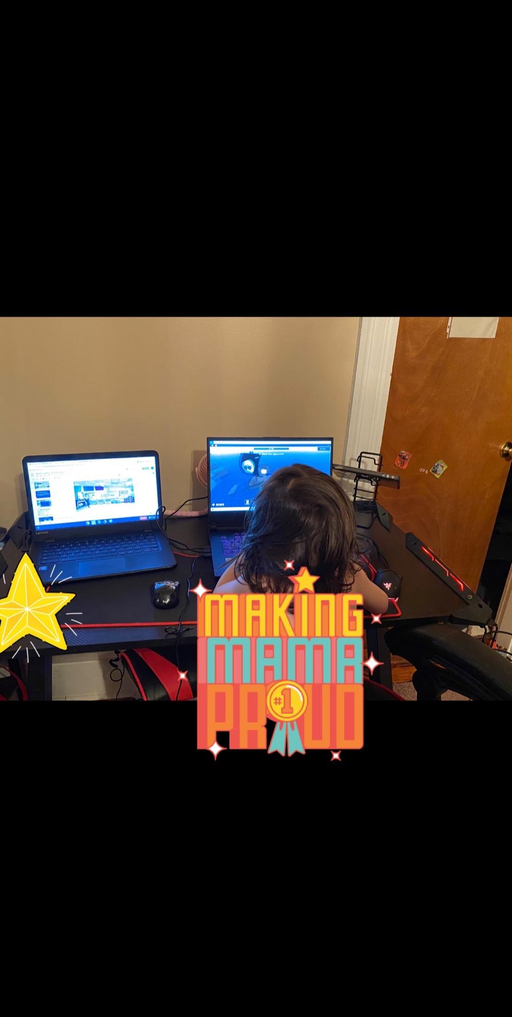 EUREKA ERGONOMIC Gaming Desk with LED Lights Home Office RGB Table, Small Gaming Desk, Computer Table, Black Customer Review EUREKA ERGONOMIC Gaming Desk with LED Lights Home Office RGB Table, Small Gaming Desk, Computer Table, Black - Customer Photo 2