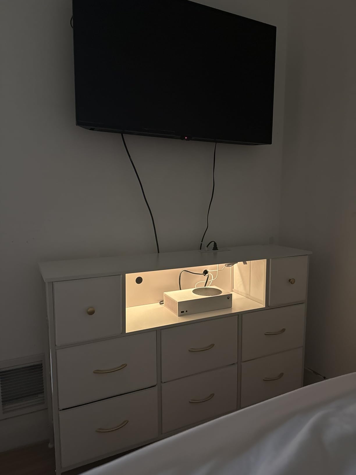 Fixwal Dresser for Bedroom TV Stand for 55 Inch TV with Charging Station and LED Light, Fabric Chest of Drawers, 8 Drawer Kids Dressers for Boys Bedroom, Living Room, Closet (Black) - Customer Photo 1