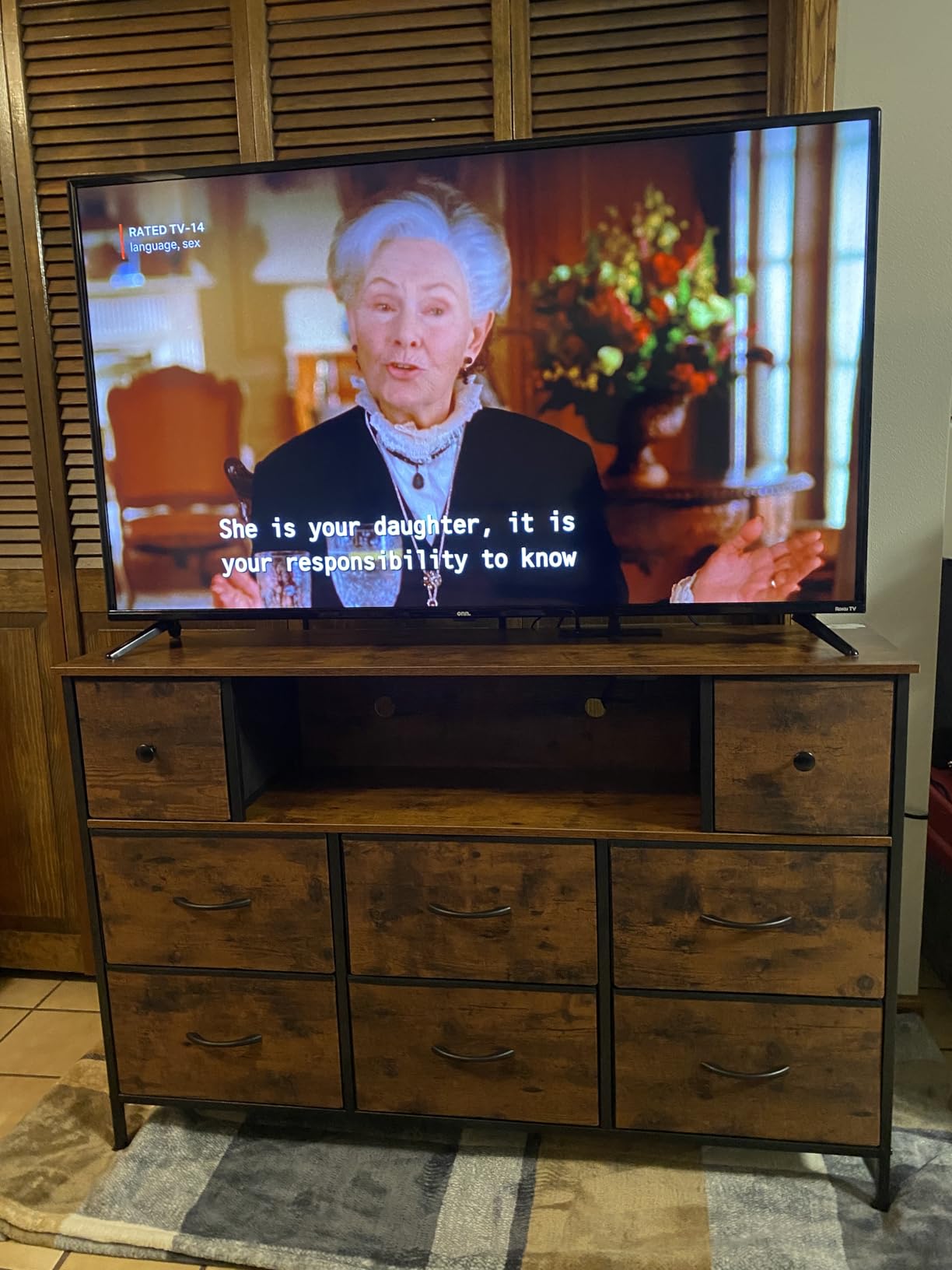 Fixwal Dresser for Bedroom TV Stand for 55 Inch TV with Charging Station and LED Light, Fabric Chest of Drawers, 8 Drawer Kids Dressers for Boys Bedroom, Living Room, Closet (Black) - Customer Photo 2