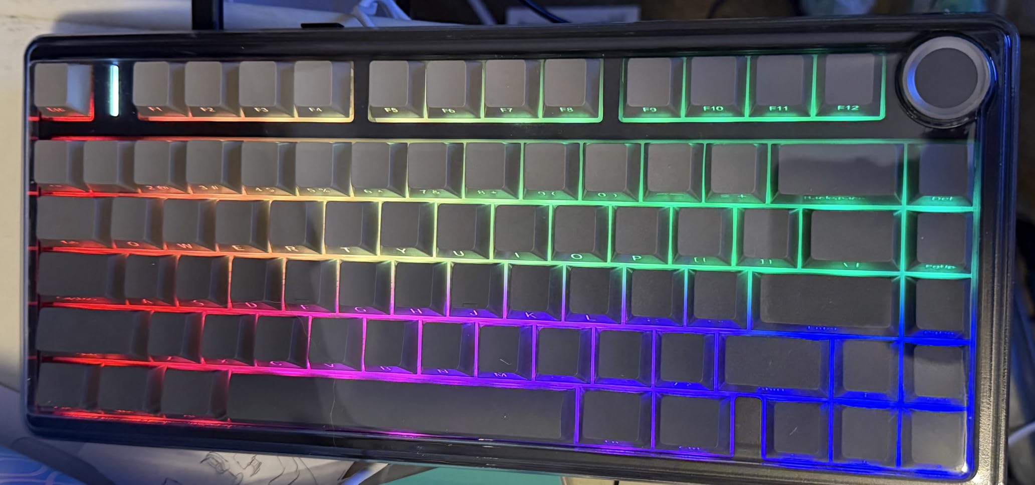 AULA F75 Pro Wireless Mechanical Keyboard,75% Hot Swappable Custom Keyboard with Knob,RGB Backlit,Pre-lubed Reaper Switches,Side Printed PBT Keycaps,2.4GHz/USB-C/BT5.0 Mechanical Gaming Keyboards - Customer Photo 1