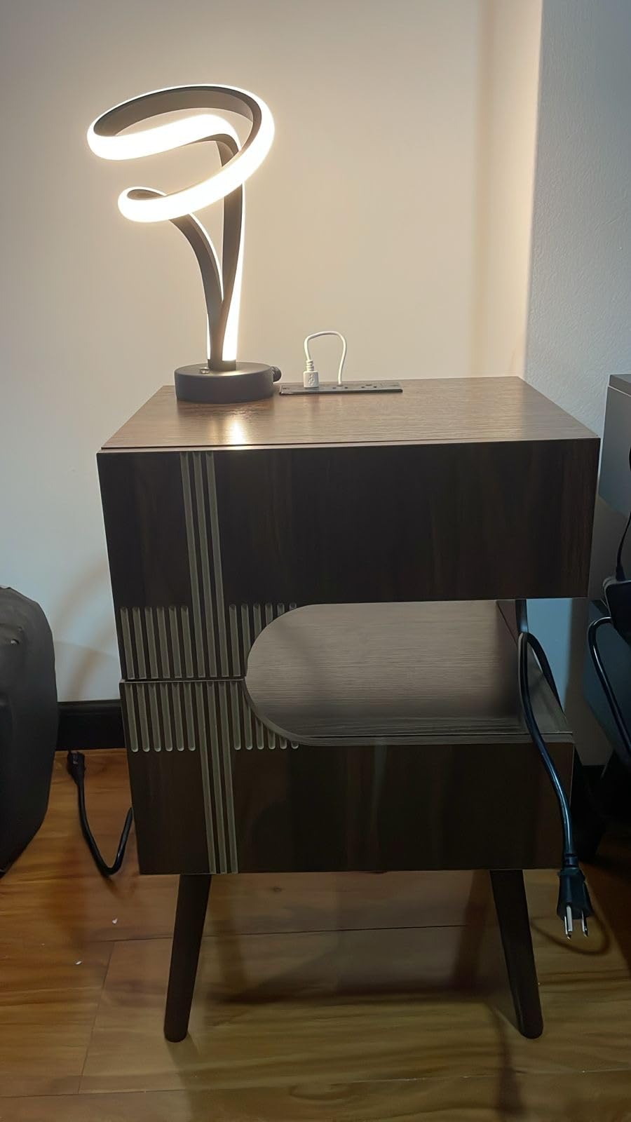 Spiral LED Table Lamp Set of 2-10 Color Modes, Touch Dimming, Modern Nightstand Lights for Bedroom & Living Room - Customer Photo 1