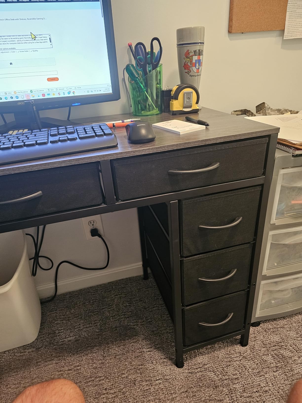 Huuger Computer Desk with 6 Drawers, 47 Inch Office Desk with Shelves, Reversible Gaming Desk, Corner Desk with Storage, Work for Home Office, Study, Living Room, Rustic Brown - Customer Photo 4