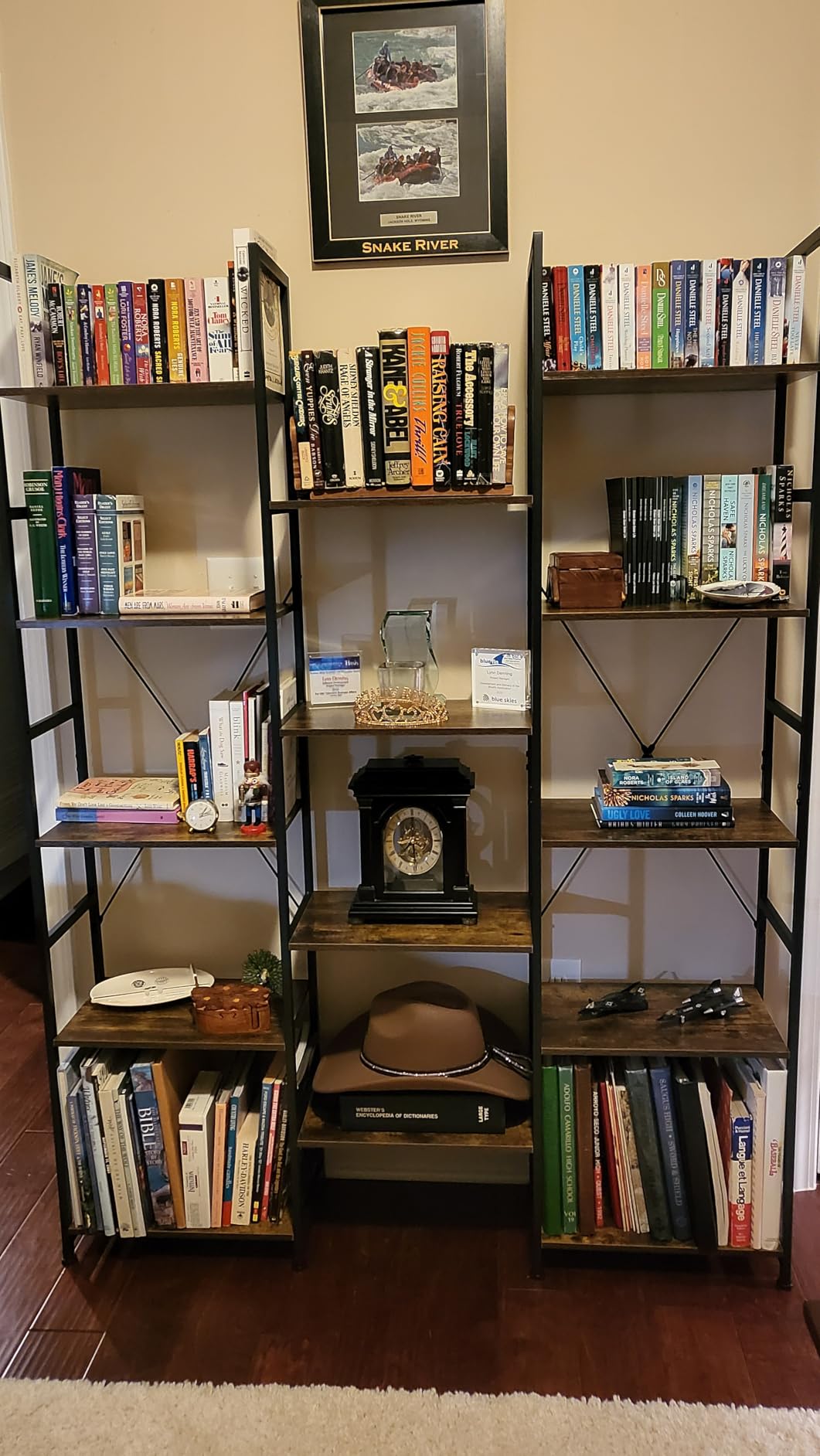 NUMENN Triple Column 5 Tier Bookshelf, Bookcase with 14 Open Display Shelves, Adjustable Rustic Industrial Style Book Shelves, Modern Bookshelves for Bedroom, Living Room and Home Office, Vintage Customer Review NUMENN Triple Column 5 Tier Bookshelf, Bookcase with 14 Open Display Shelves, Adjustable Rustic Industrial Style Book Shelves, Modern Bookshelves for Bedroom, Living Room and Home Office, Vintage - Customer Photo 1