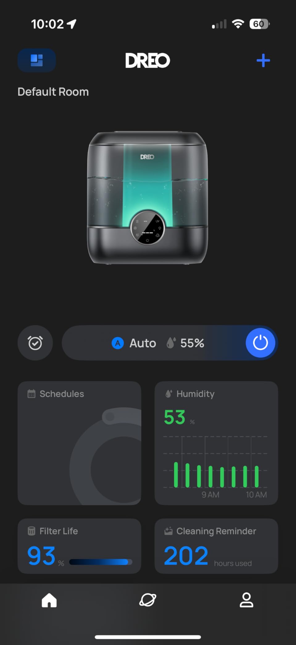Dreo Smart Humidifiers for Bedroom, 6L Top Fill Supersized Cool Mist Humidifier for Large Room, 60 Hour Runtime, Quiet Ultrasonic Humidifier for Plants, Baby, Indoor, Home, Night Light, Black Customer Review Dreo Smart Humidifiers for Bedroom, 6L Top Fill Supersized Cool Mist Humidifier for Large Room, 60 Hour Runtime, Quiet Ultrasonic Humidifier for Plants, Baby, Indoor, Home, Night Light, Black - Customer Photo 1