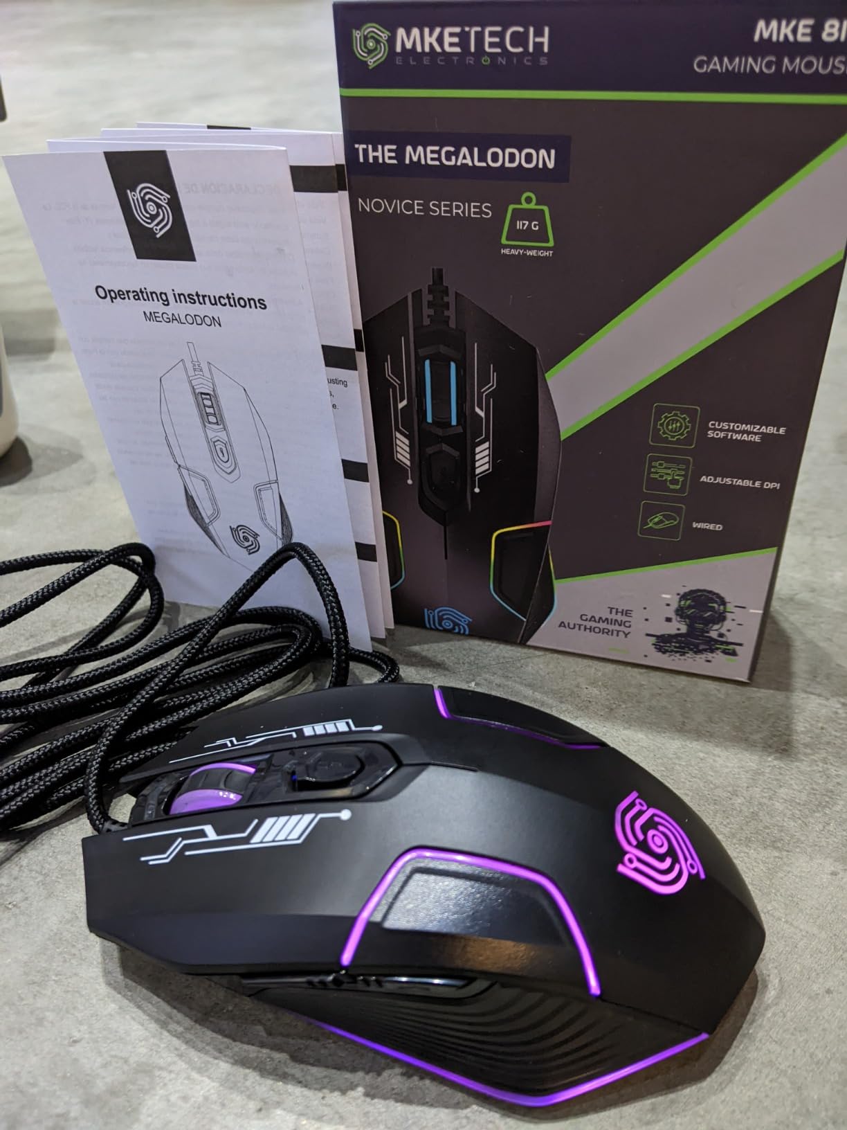 Wired Gaming Mouse for Computer, Heavyweight USB Mouse, RGB Lighting, Adjustable DPI, Corded Mouse for PC and Laptop, Black (MKE 810 Megalodon) - Customer Photo 1