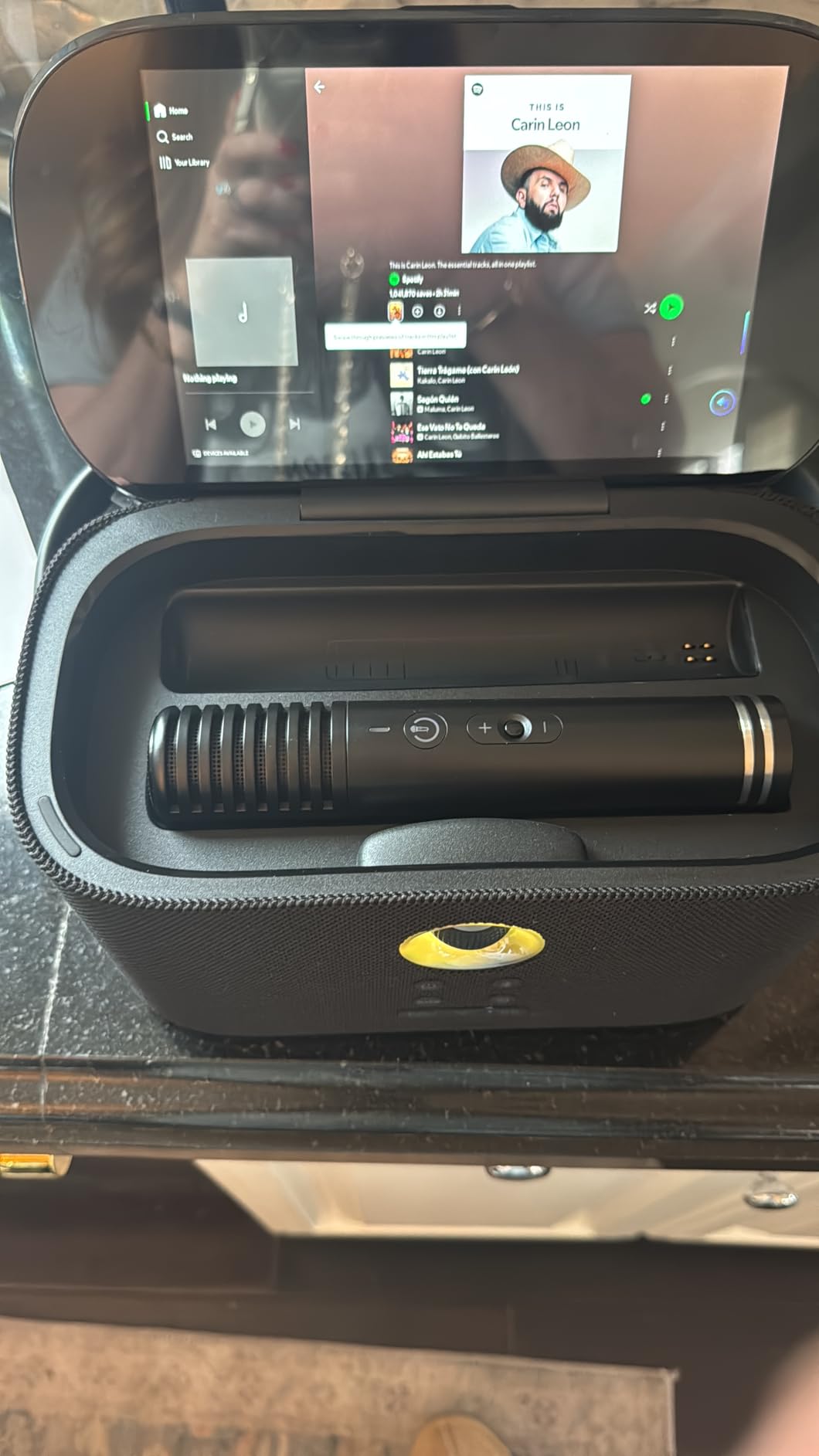 Ikarao Karaoke Machine with Lyrics Display Screen, KaraFun Prime, EQ, Autotune, Connect to TV, 2 Self-Charging Wireless Microphones, Karaoke System for Adults Kids, Portable Bluetooth Speaker for Home - Customer Photo 4