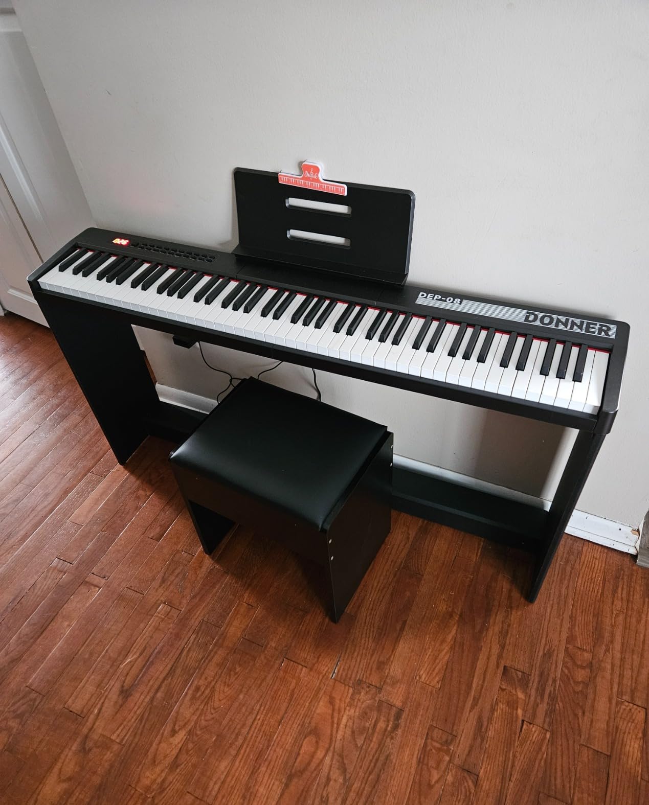 Donner Digital Piano Keyboard Velocity-Sensitive 88 Keys with Removable Piano Stand, Compact Beginner Home Electric Piano with Split Mode, LED Digital Tube for Display, and Triple Pedal DEP-08 - Customer Photo 3