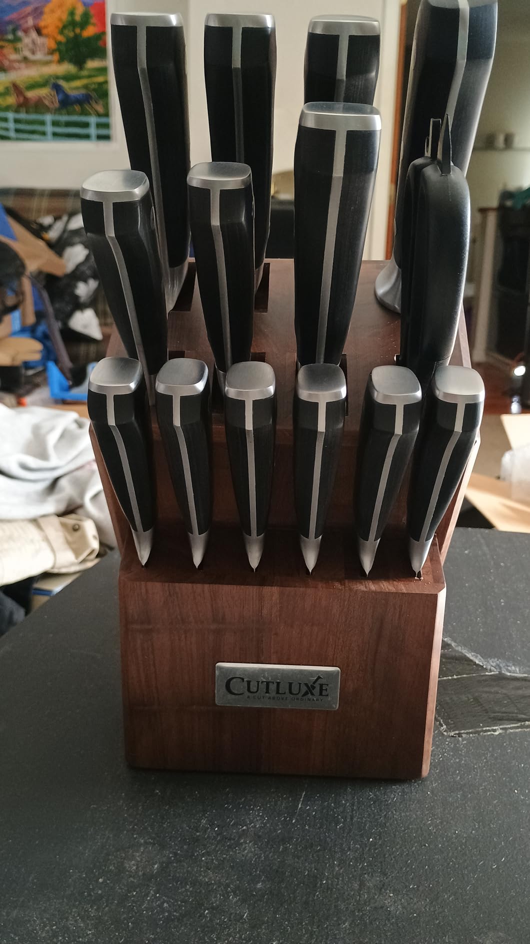 Cutluxe 15-Piece Knife Set – Premium Acacia Wood Block – Knife Set for Kitchen, Ultra Sharp High Carbon German Stainless Steel, Full Tang – Artisan Series - Customer Photo 1