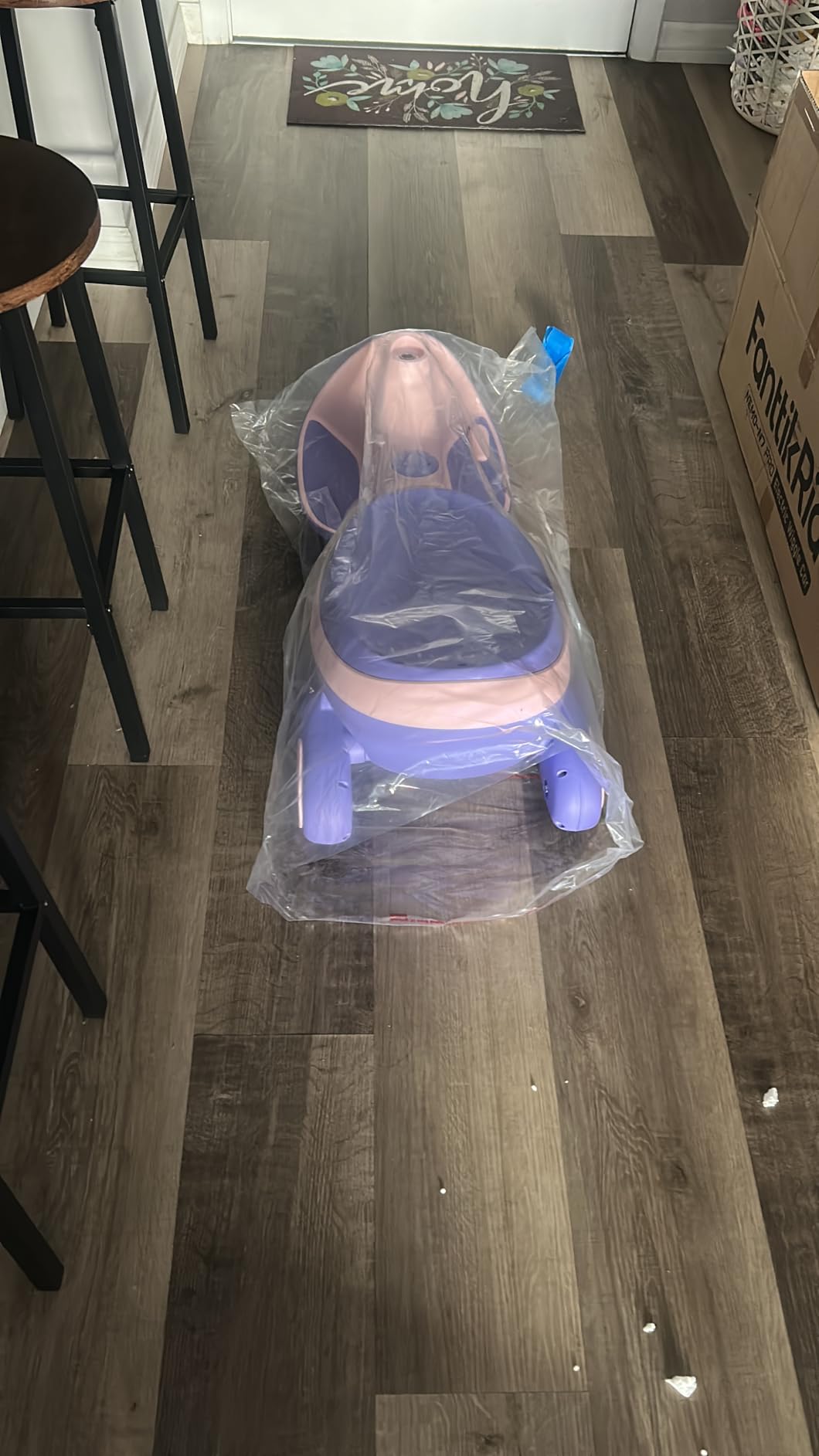 FanttikRide N7 Pro Electric Wiggle Car with Pedal, Rechargeable Battery, CyberWiggle, 2 in 1 Swing Car, 2 Speeds Max 4 Mph, Anti-Rollover, Flashing Wheels, Bluetooth, for Ages 3 and Up, 150 Lbs, Pink - Customer Photo 1