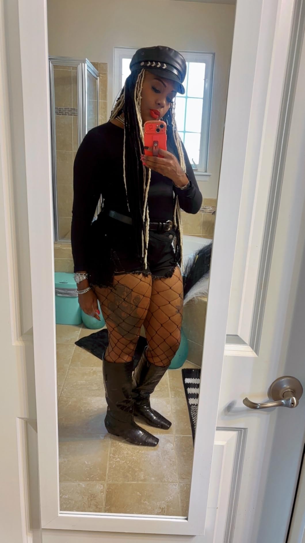 COMJUY Brown Crocodile Kitten Heel Knee High Boots for Women, 1.5-in Stiletto Low Heel Long Boots Women Knee High, Womens Pull on Pointed Toe Tall Boots, Below the Knee Boots Faux Leather Customer Review COMJUY Brown Crocodile Kitten Heel Knee High Boots for Women, 1.5-in Stiletto Low Heel Long Boots Women Knee High, Womens Pull on Pointed Toe Tall Boots, Below the Knee Boots Faux Leather - Customer Photo 1