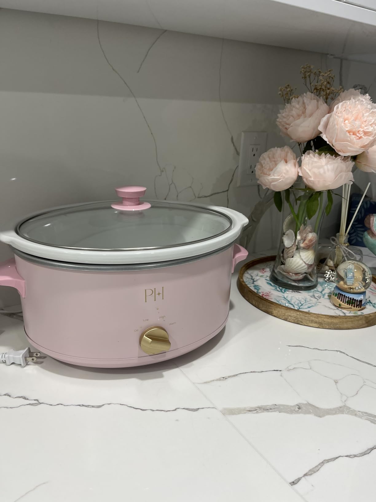 Paris Hilton 6-Quart Manual Slow Cooker, Features Three Settings (Low, High, Warm), Naturally Nonstick and Dishwasher Safe Stoneware Insert, Family Sized Capacity, Pink - Customer Photo 1