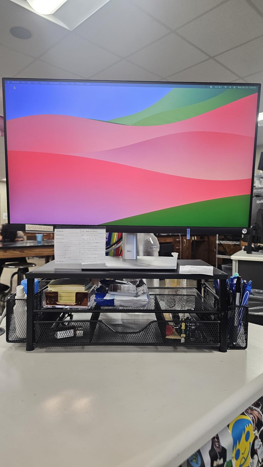 Desk Organizer and Accessories, 2-Tier Computer Monitor Stand Riser with Drawer and 2 Pen Holders, Laptop Stand, Office Desk Accessories for Office Supplies, Black - Customer Photo 2