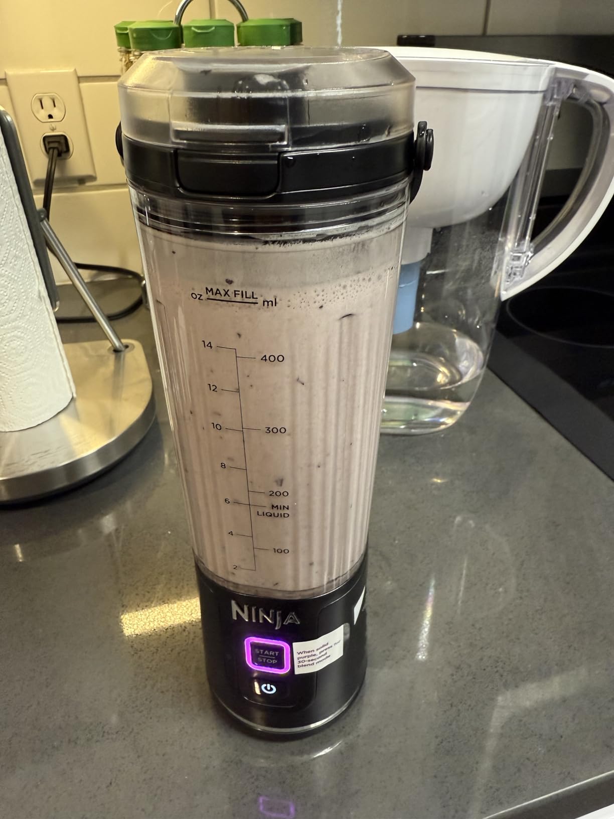 Ninja Blast Portable Blender, Cordless, 18oz. Vessel, Personal Blender For-Shakes and Smoothies, BPA Free, Leakproof-Lid and Sip Spout, USB-C Rechargeable, Dishwasher Safe, Metallic Black, BC151MB - Customer Photo 1