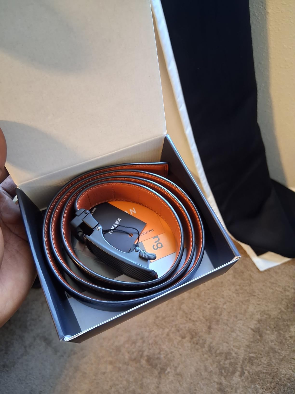 VATAN Men's Belt Leather Ratchet Belt for Men Dress Casual Every Day with Adjustable Buckle, Trim to Fit - Customer Photo 1