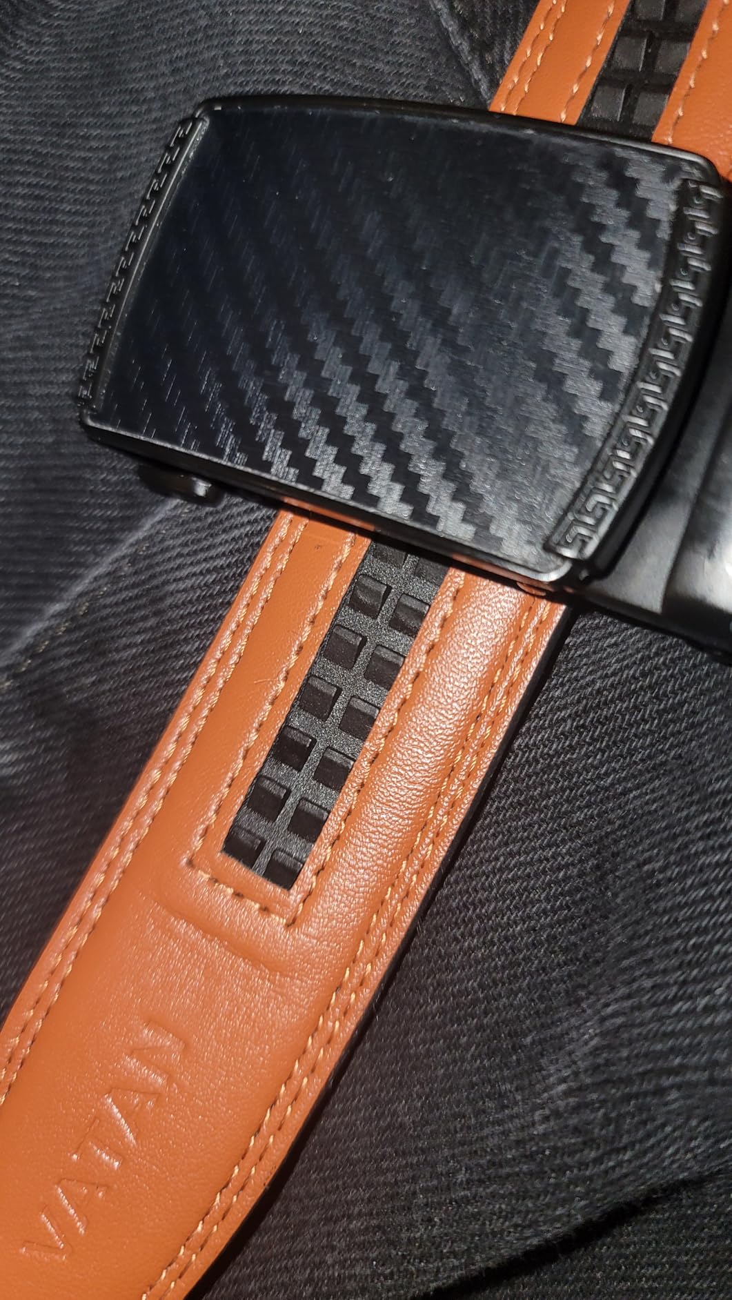 VATAN Men's Belt Leather Ratchet Belt for Men Dress Casual Every Day with Adjustable Buckle, Trim to Fit - Customer Photo 2