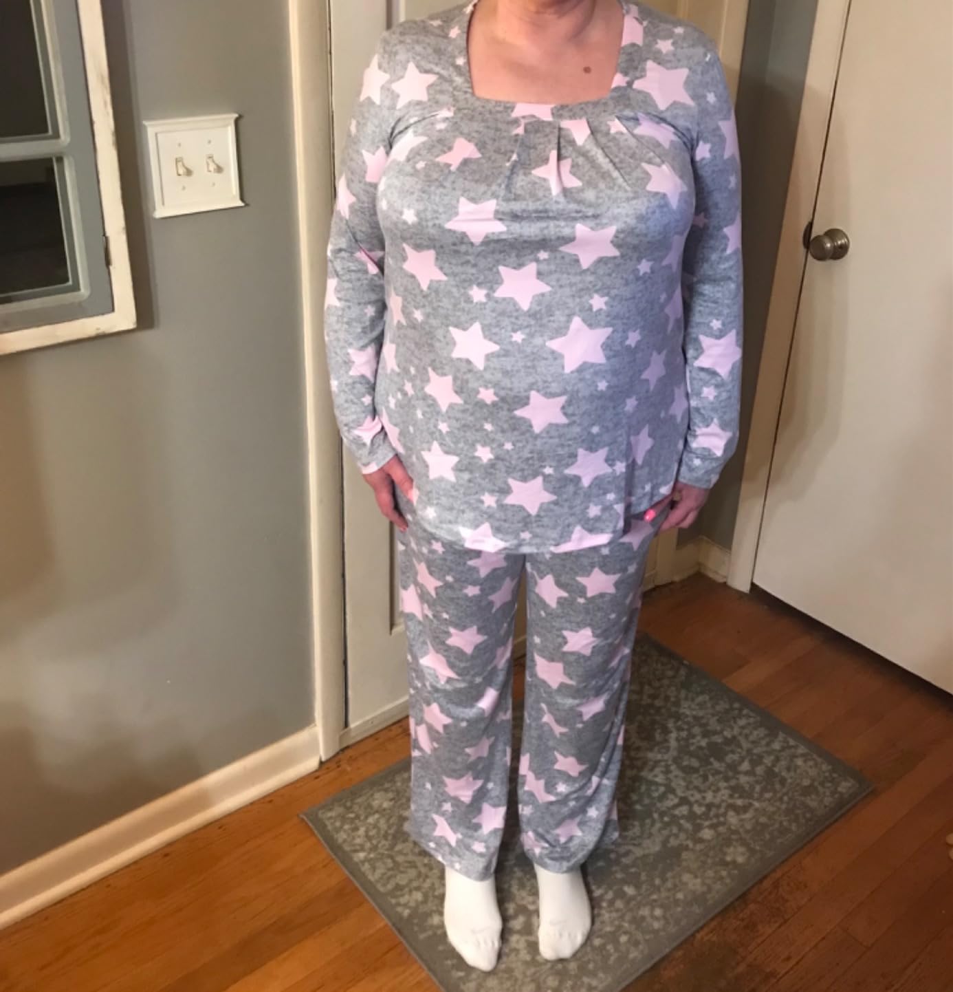 Women's Pajama Sets, 2 Piece Plus Size Fall Long Sleeve Pjs Sets Winter Ladies Loungewear with Pockets - Customer Photo 3