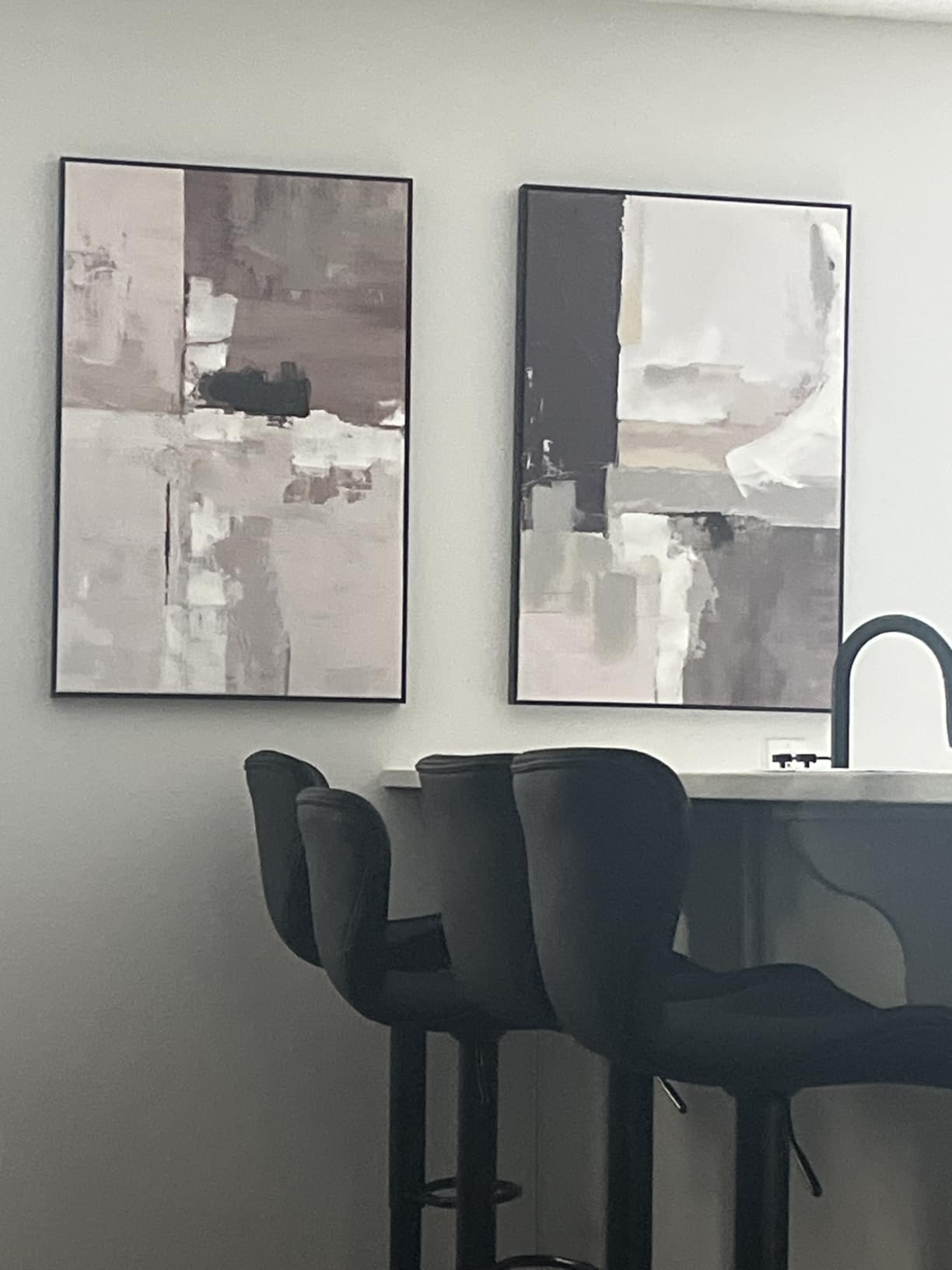 SAFERRYHOME Set of 2 Modern Grey and Black Abstract Wall Art - Framed Canvas Paintings for Living Room, Bedroom, Office Décor - 24x36 Inches Each - Customer Photo 1