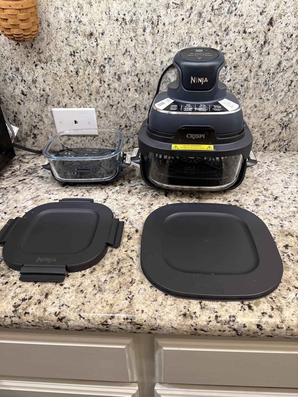 Ninja Crispi 4-in-1 Portable Glass Air Fryer Cooking System, 1500W, 4QT & 6-Cup TempWare Glass Containers with Storage Lids, Microwave, Freezer & Dishwasher Safe, Cyberspace Gray, FN101GY - Customer Photo 2