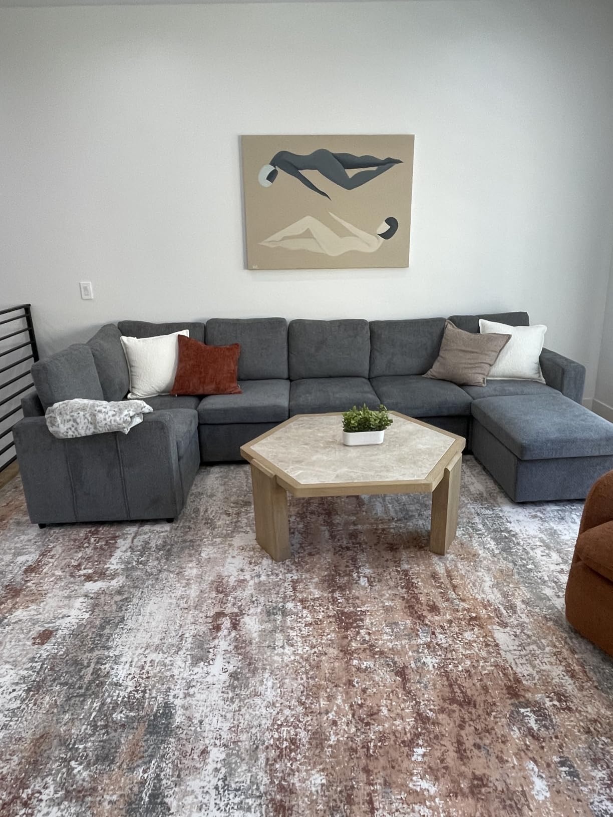 Area Rugs 5x7 for Living Room Bedroom, Modern Abstract Machine Washable Large Light Green Rug Soft Rug, Low Pile Floor Carpet with Non Slip Backing for Dining Room Customer Review Area Rugs 5x7 for Living Room Bedroom, Modern Abstract Machine Washable Large Light Green Rug Soft Rug, Low Pile Floor Carpet with Non Slip Backing for Dining Room - Customer Photo 3