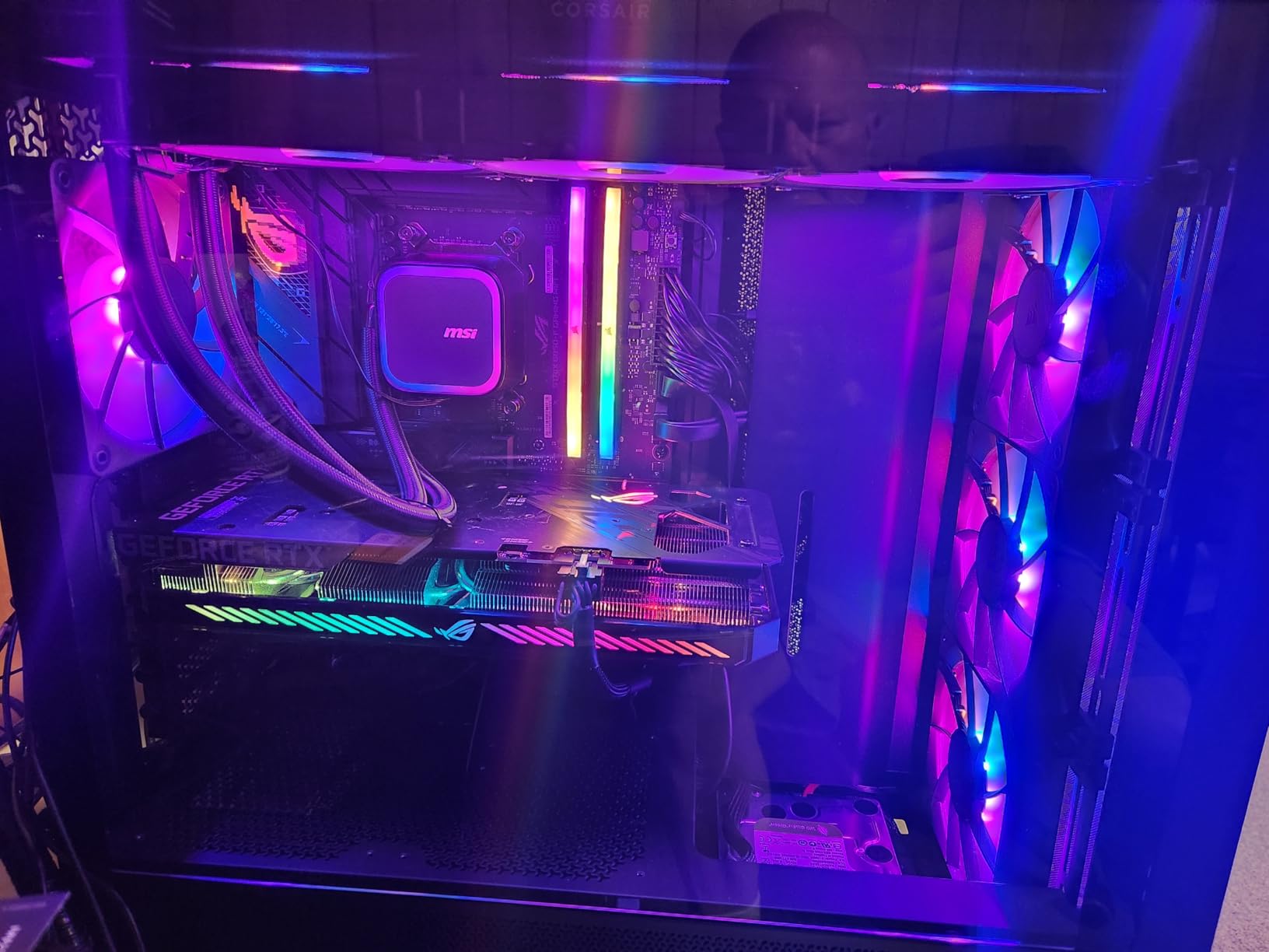 CORSAIR 4000D RS ARGB Frame Modular Mid-Tower ATX PC Case – High Airflow, 3X Pre-Installed RS ARGB Fans, InfiniRail™ Fan Mounting System, ASUS BTF, MSI Project Zero, Gigabyte Project Stealth – Black - Customer Photo 2